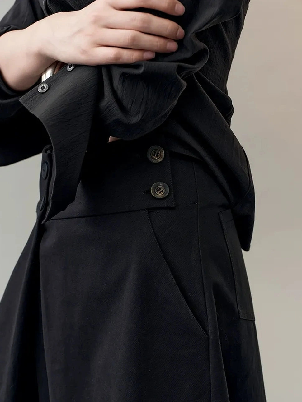 AnnoMundi Deconstructed Overlap Waist Midi Skirt Skirt