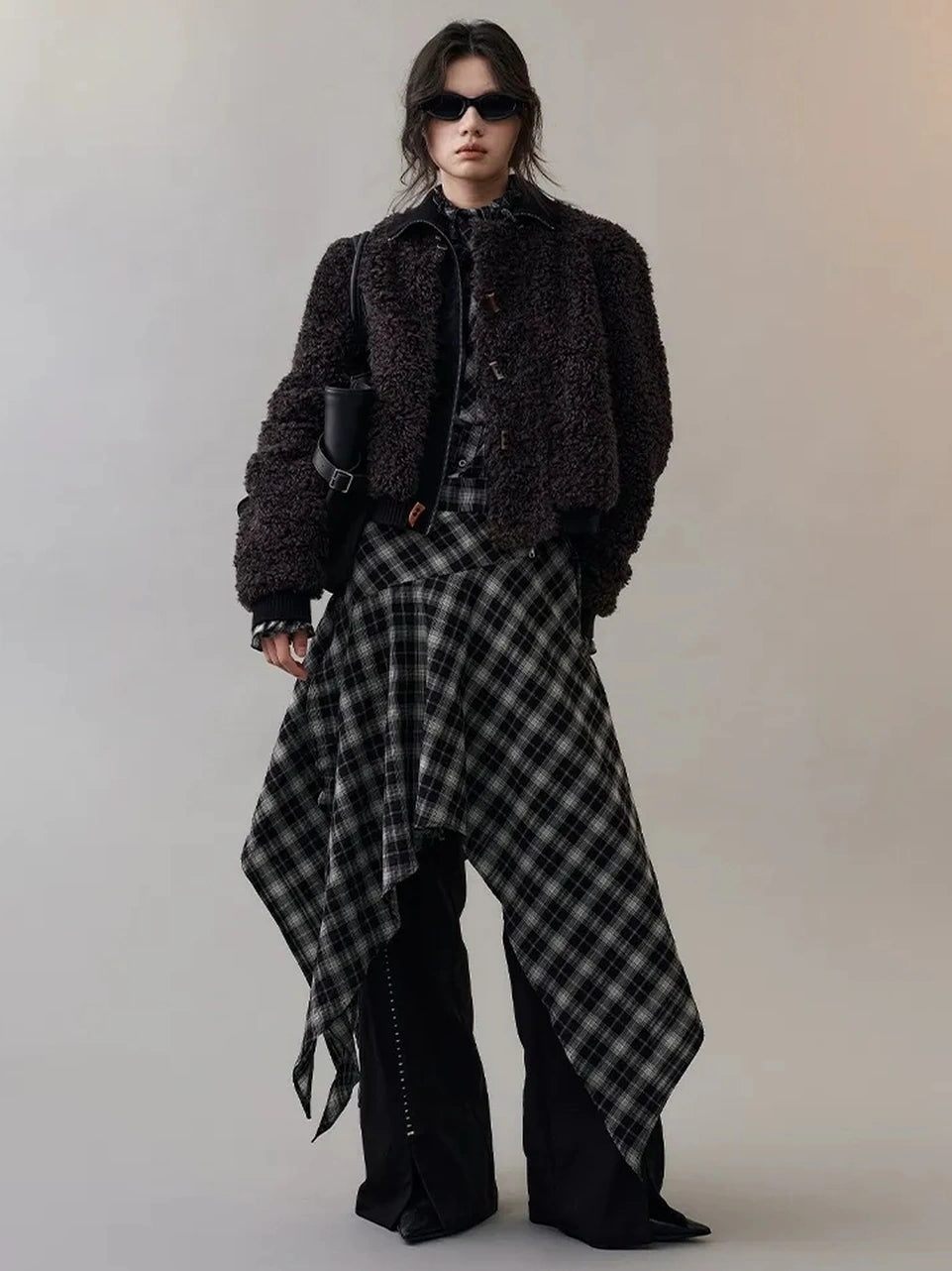 AnnoMundi Deconstructed Plaid Dress With Asymmetric Hem Dresses