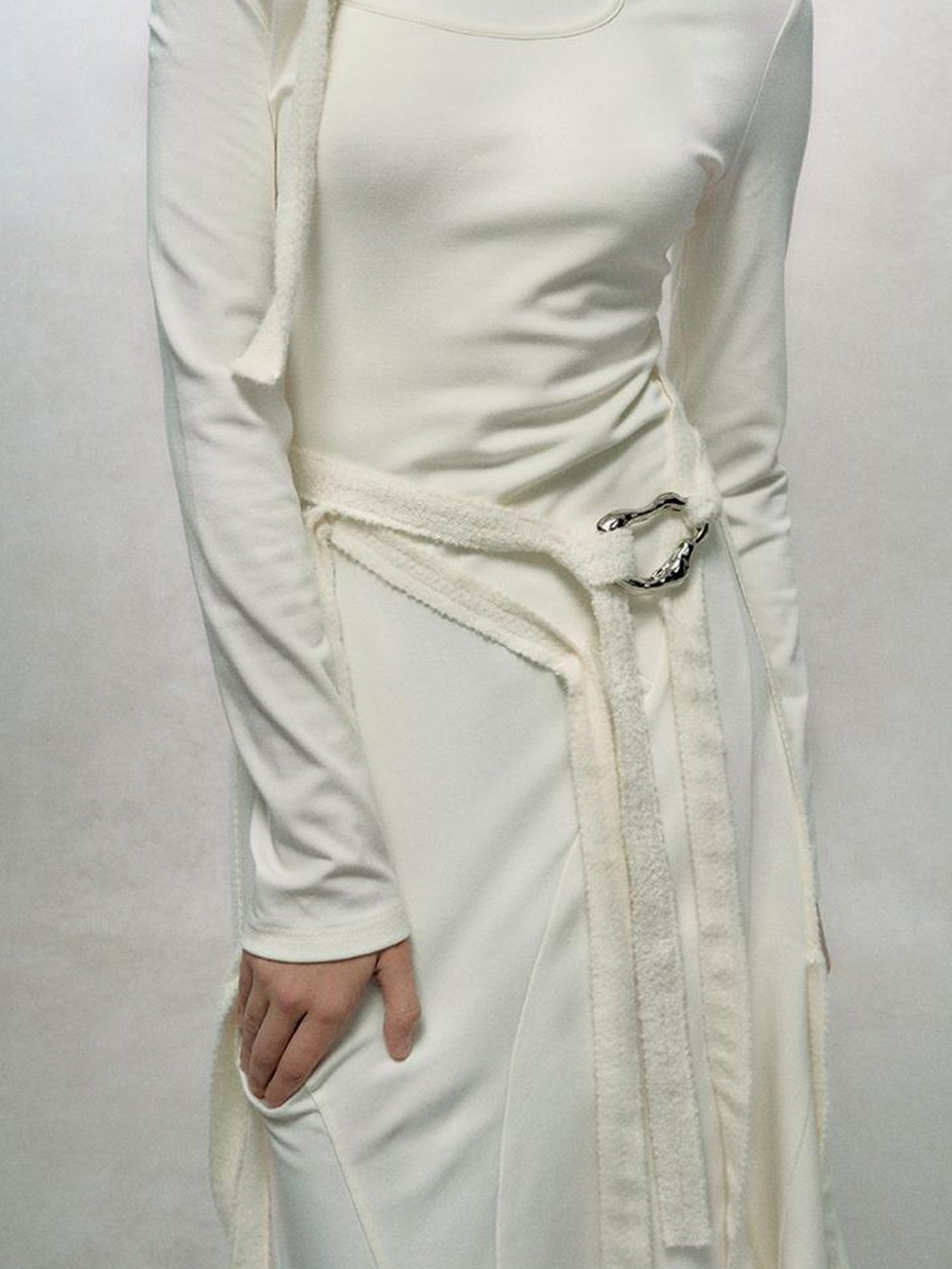 AnnoMundi Deconstructed Ribbed Knit Slip Dress With Asymmetric Hem