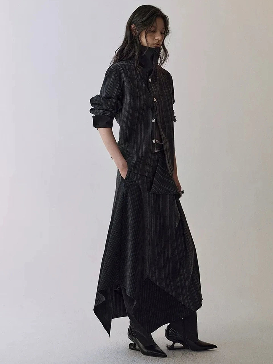AnnoMundi Deconstructed Striped Shirt And Skirt Set Suits