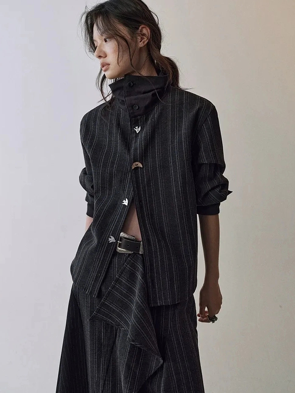AnnoMundi Deconstructed Striped Shirt And Skirt Set Suits