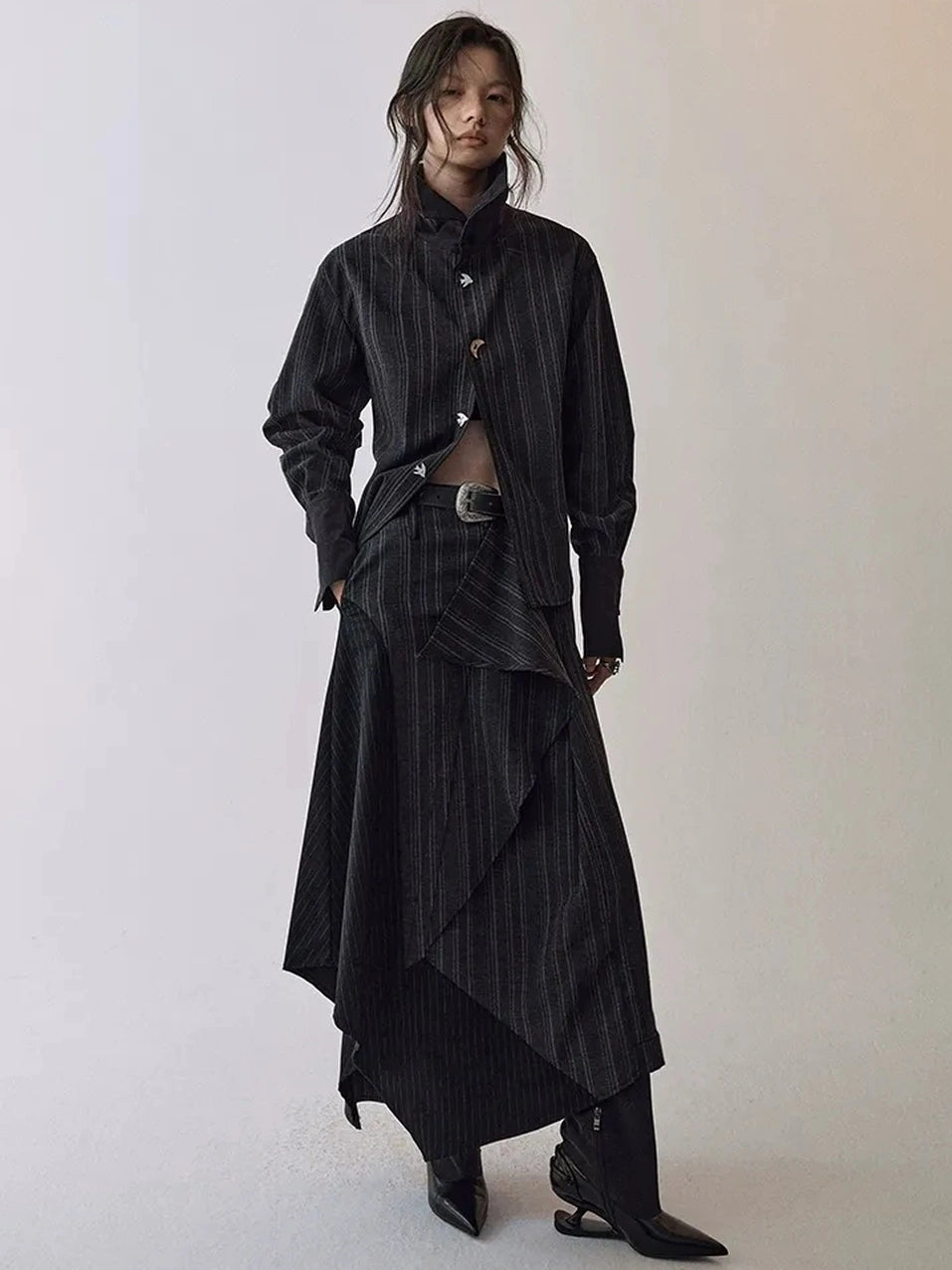 AnnoMundi Deconstructed Striped Shirt And Skirt Set Suits