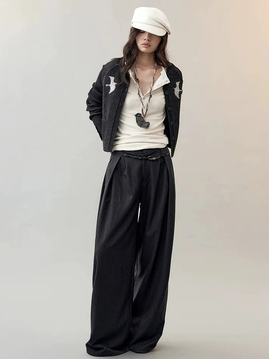 AnnoMundi Deconstructed Wide Leg Trousers With Layered Waistband Pants