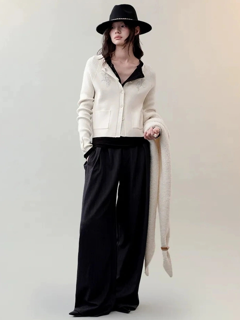 AnnoMundi Deconstructed Wide Leg Trousers With Layered Waistband Pants