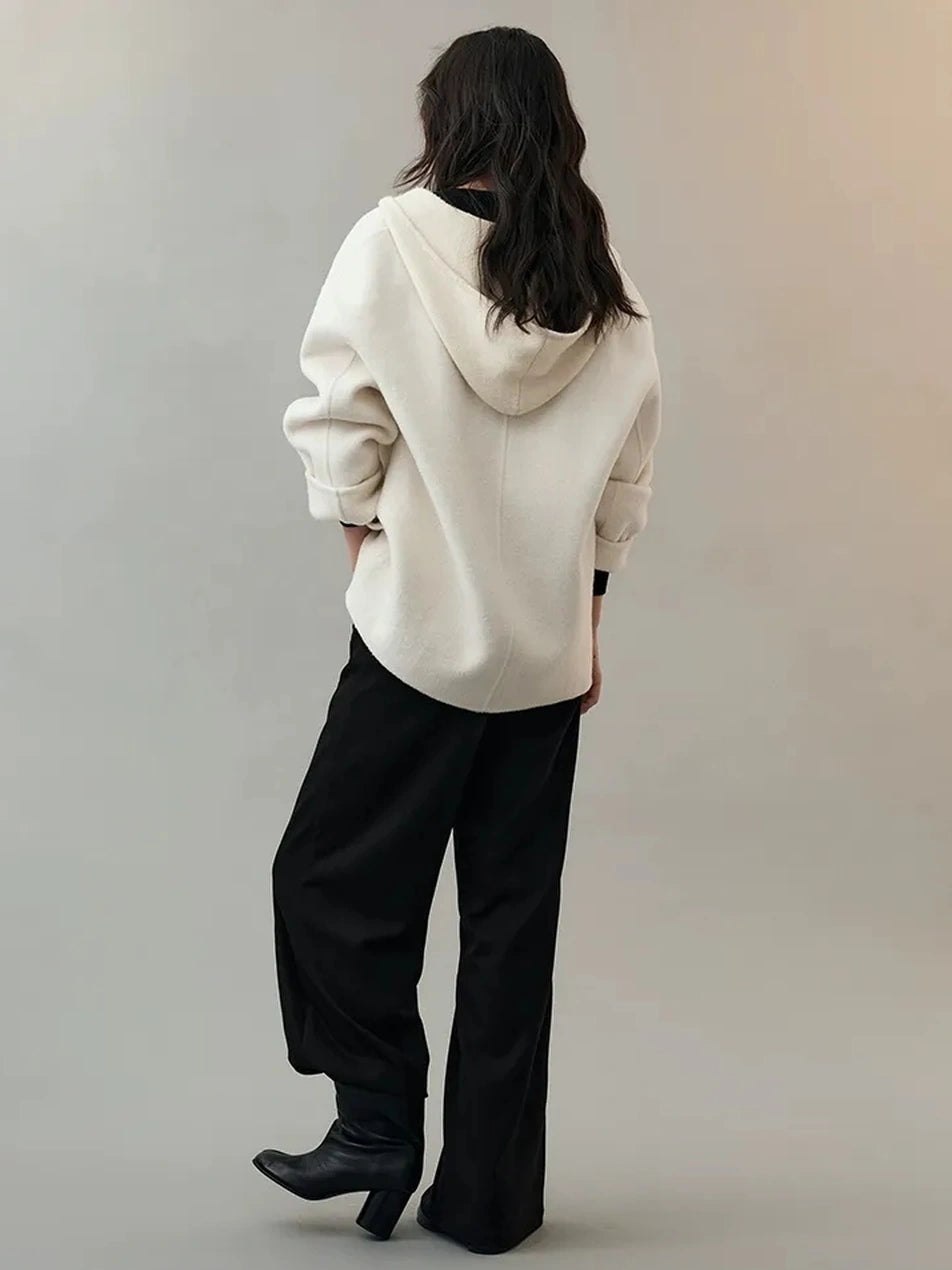 AnnoMundi Deep V Hooded Wool Coat Jacket