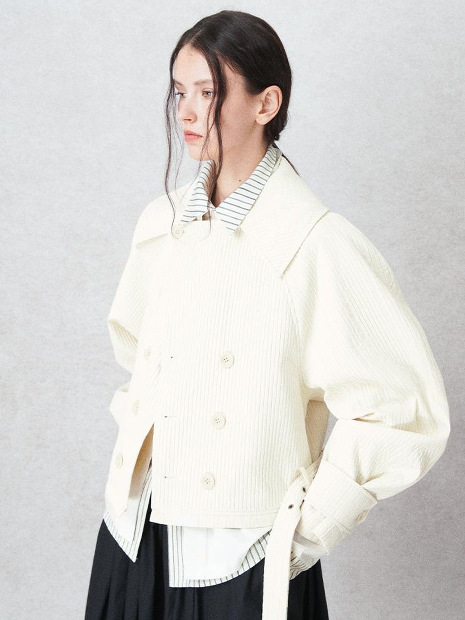 AnnoMundi Detachable Pleated Trench Coat With Asymmetric Hem