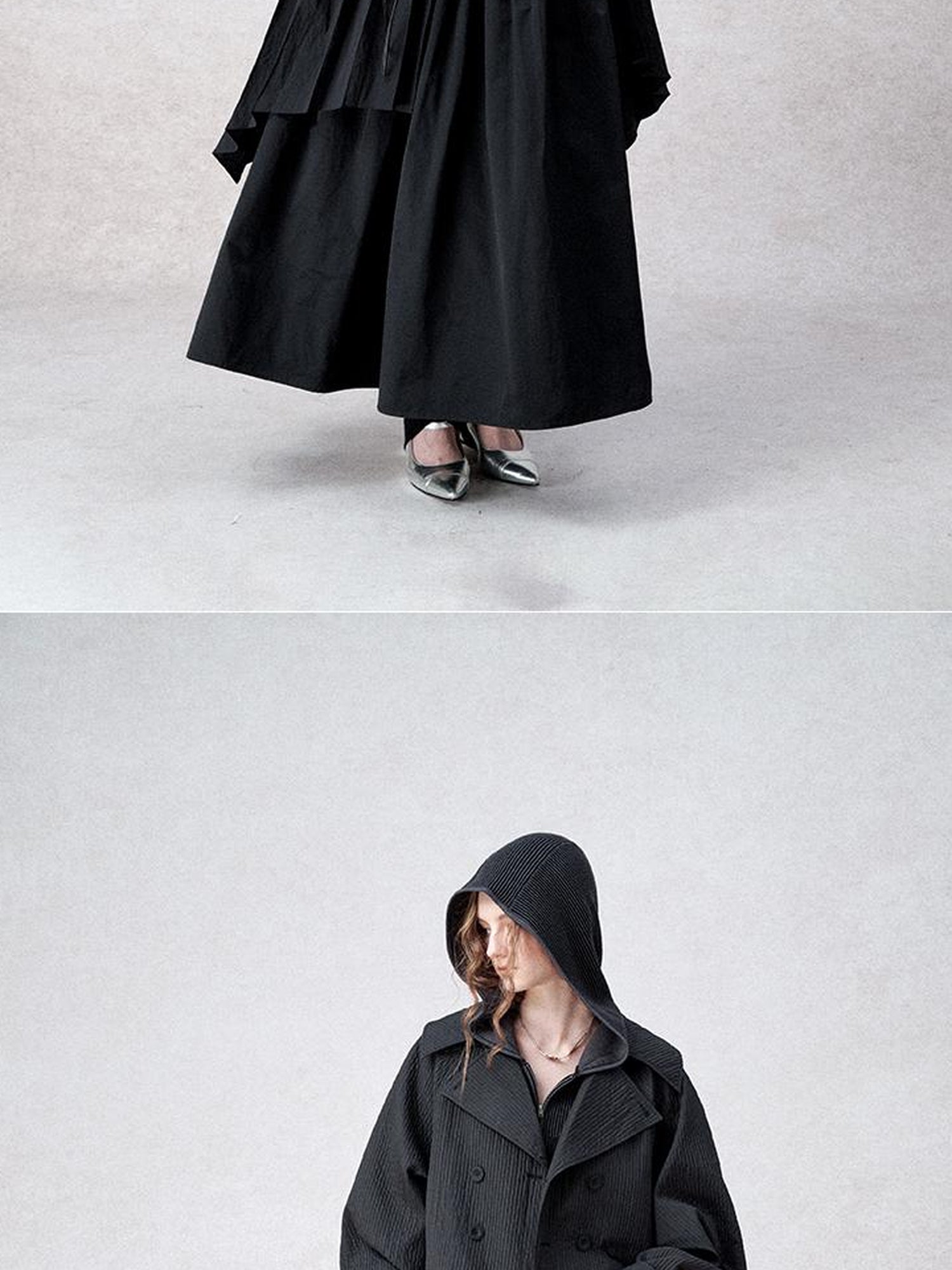AnnoMundi Detachable Pleated Trench Coat With Asymmetric Hem