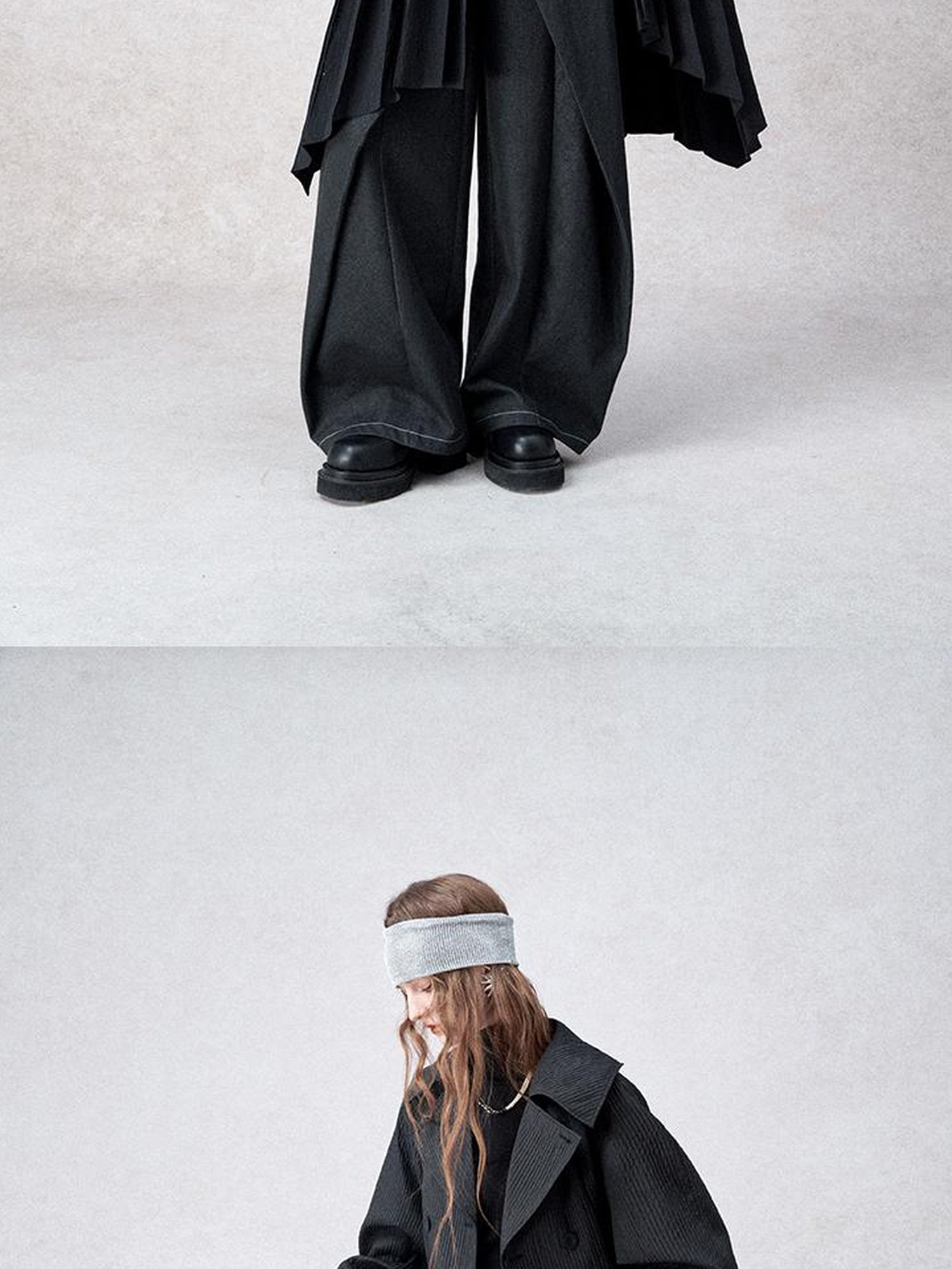 AnnoMundi Detachable Pleated Trench Coat With Asymmetric Hem