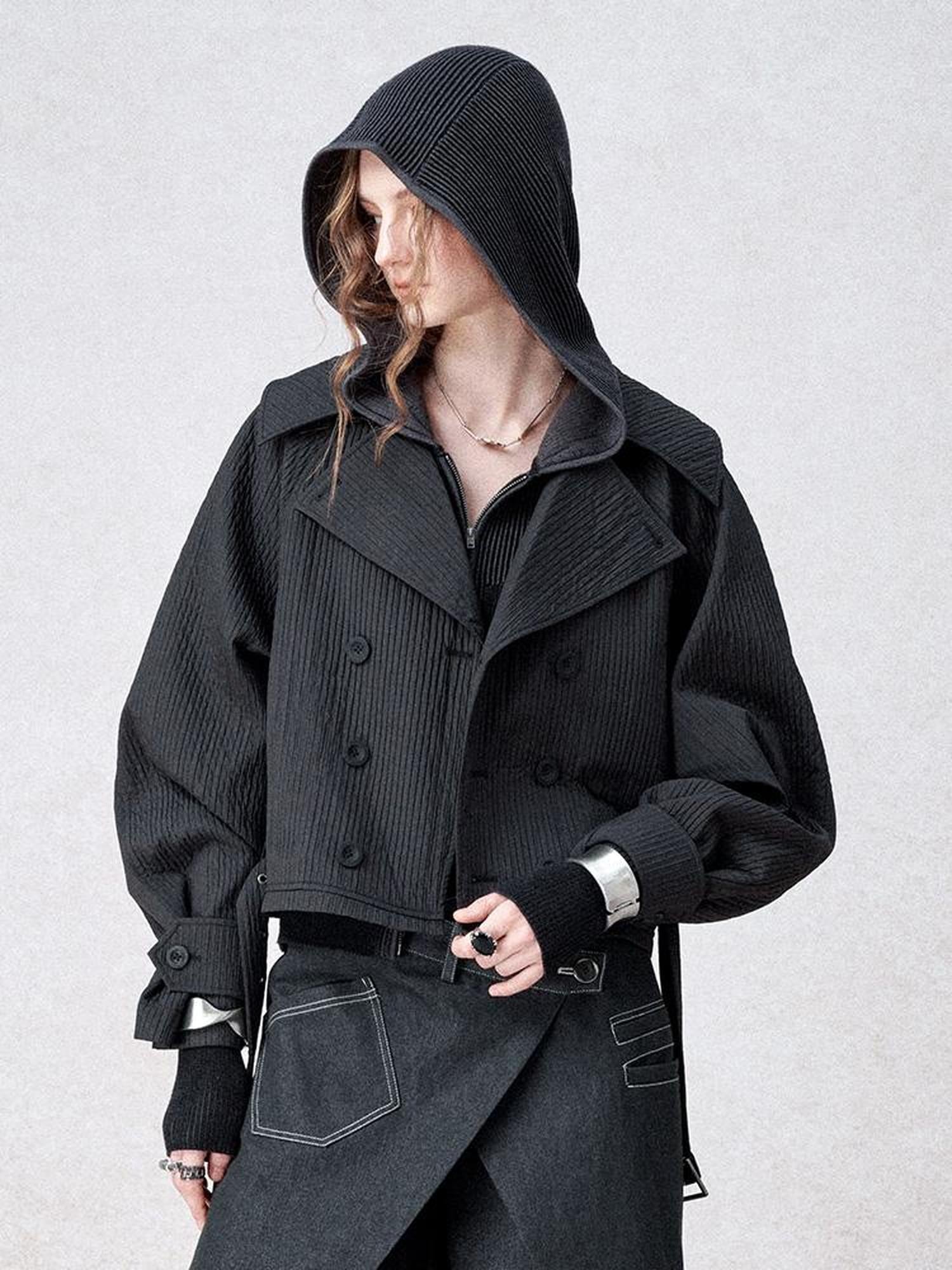 AnnoMundi Detachable Pleated Trench Coat With Asymmetric Hem