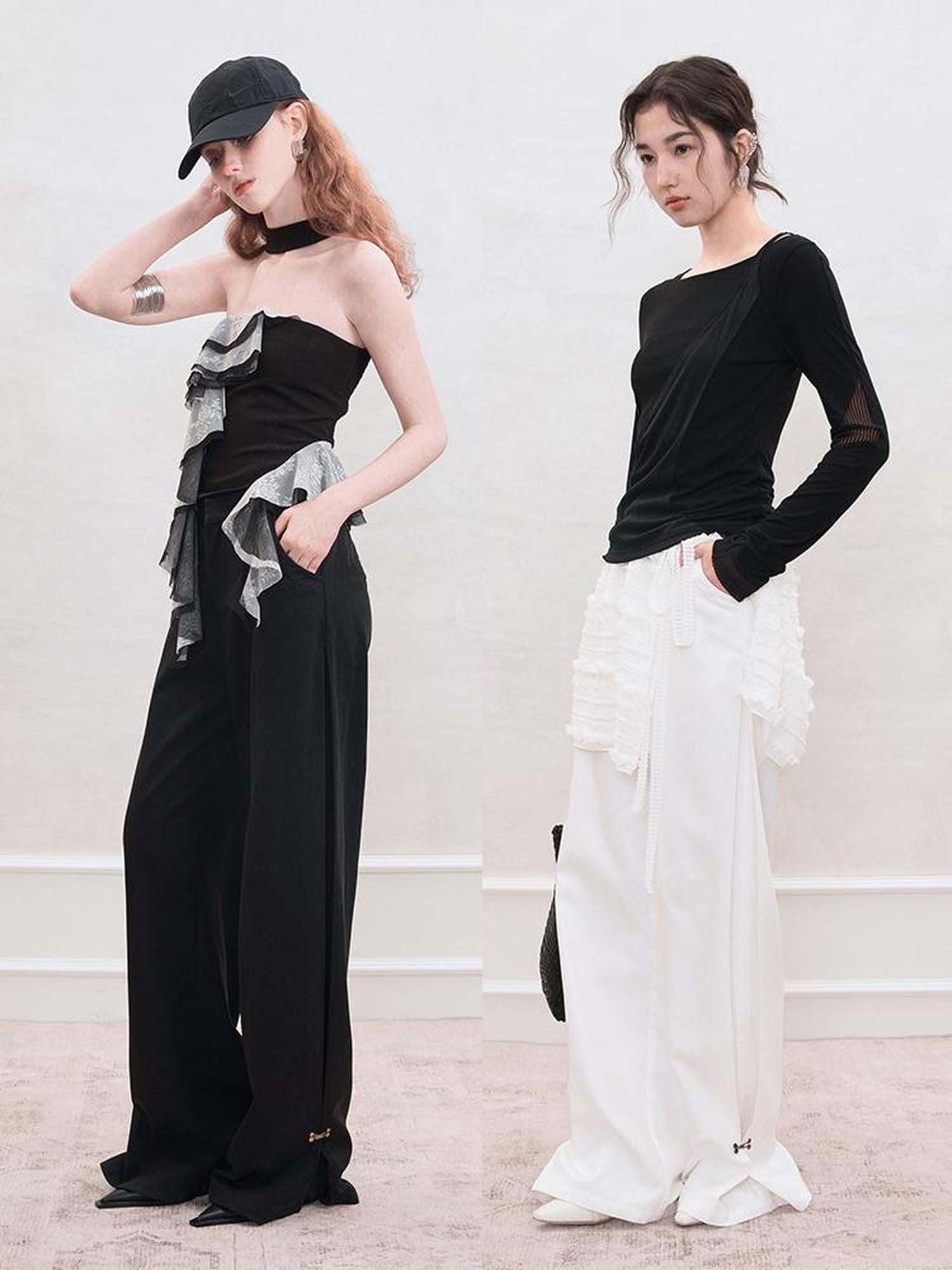 AnnoMundi Detachable Skirt Overlay Wide Leg Trousers