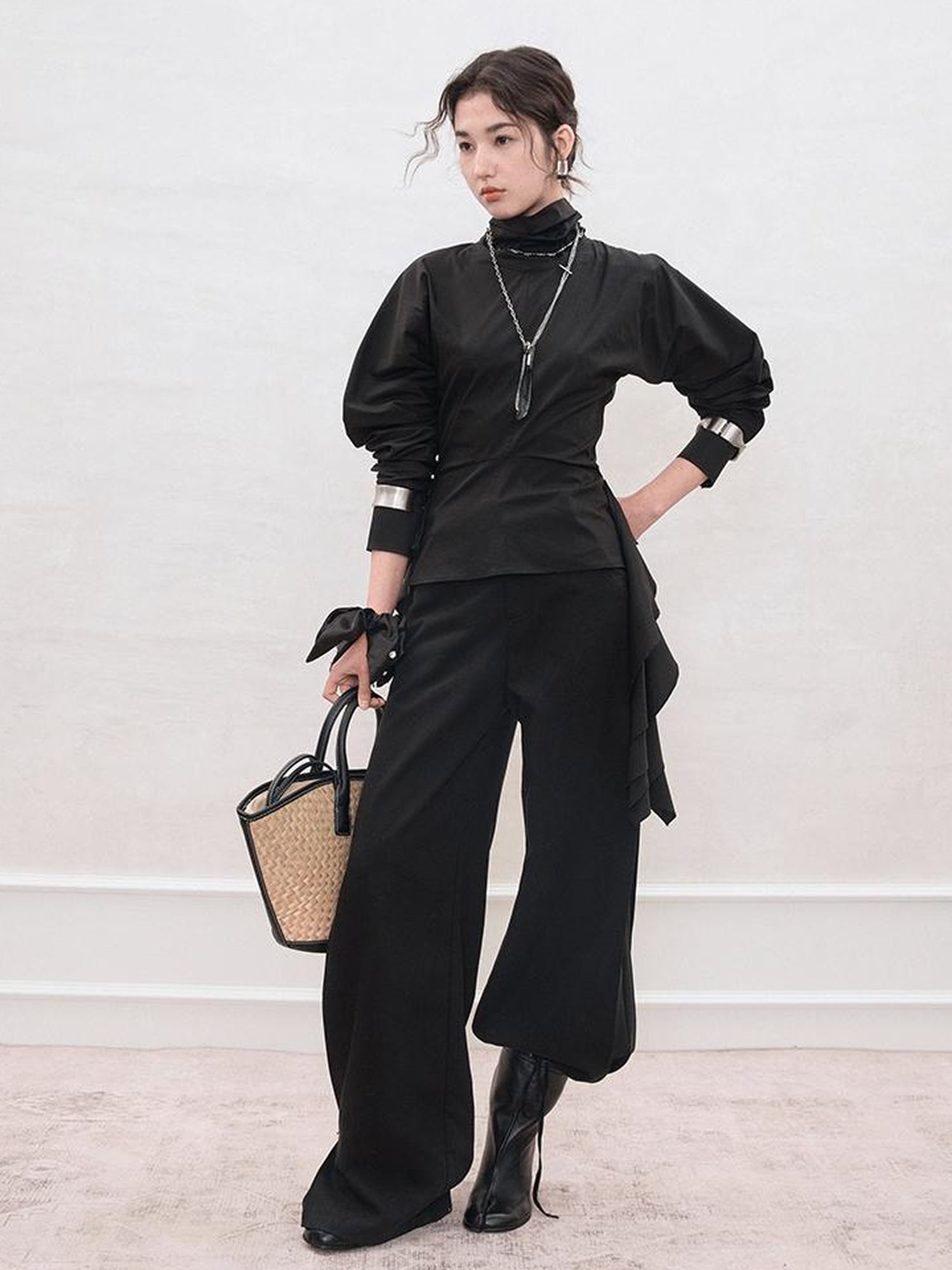 AnnoMundi Detachable Skirt Overlay Wide Leg Trousers