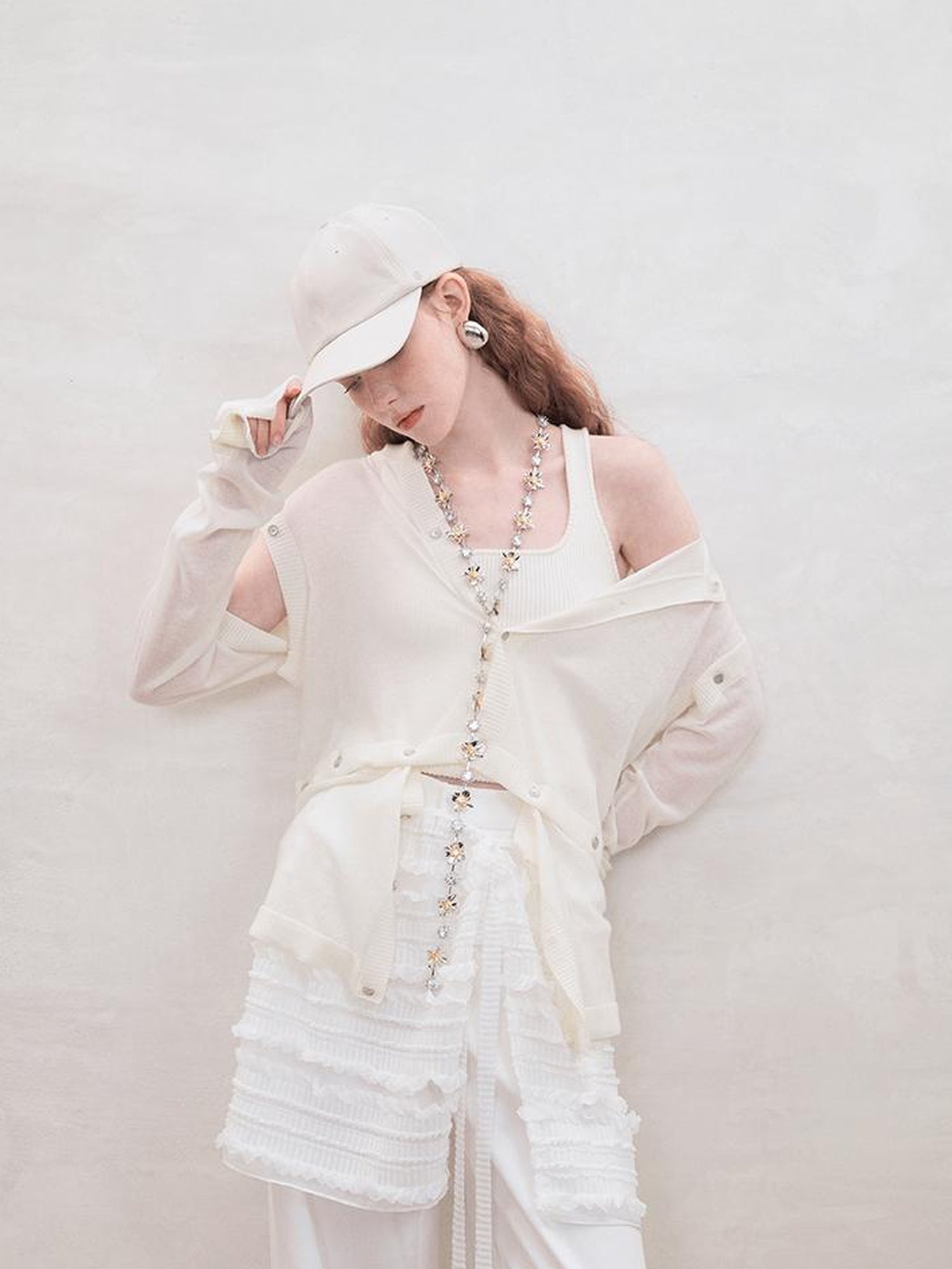 AnnoMundi Detachable Wool Blend Knit Cardigan V Neck T Shirt Long Sleeve