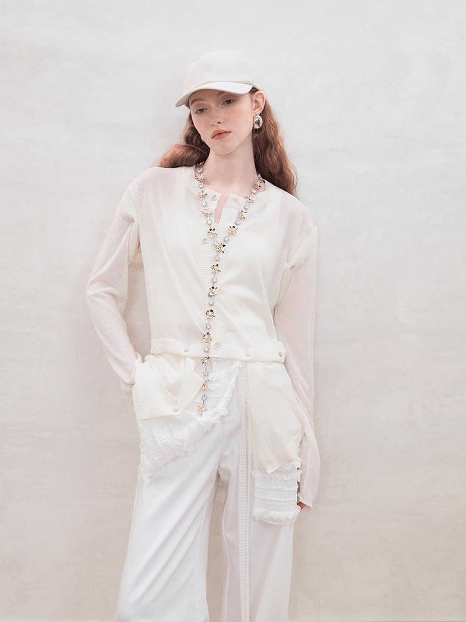 AnnoMundi Detachable Wool Blend Knit Cardigan V Neck T Shirt Long Sleeve