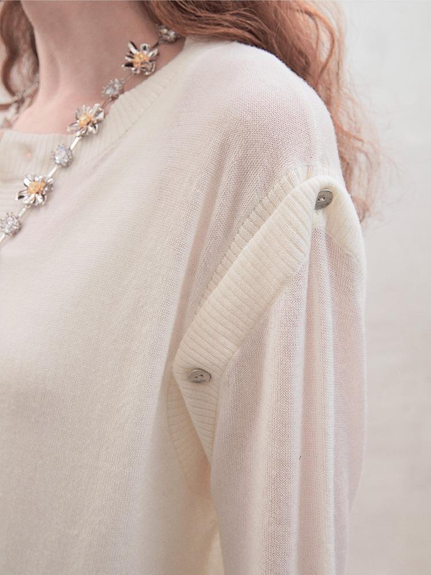 AnnoMundi Detachable Wool Blend Knit Cardigan V Neck T Shirt Long Sleeve