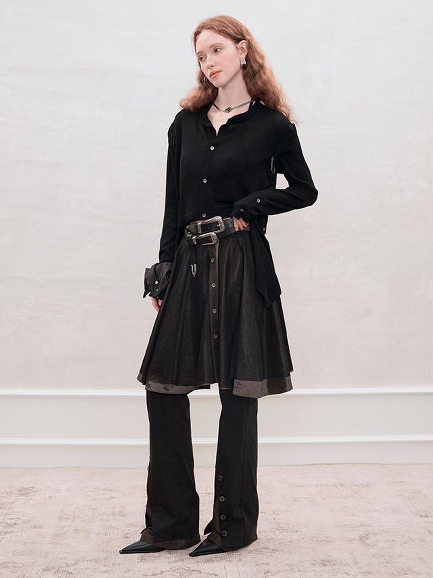 AnnoMundi Detachable Wool Blend Knit Cardigan V Neck T Shirt Long Sleeve