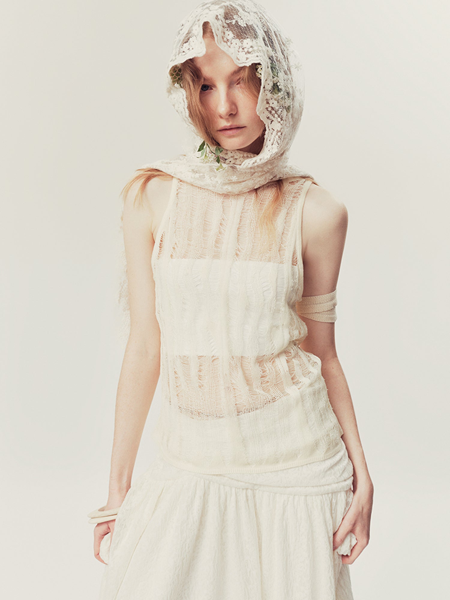 AnnoMundi Distressed Open Knit Summer Vest Top