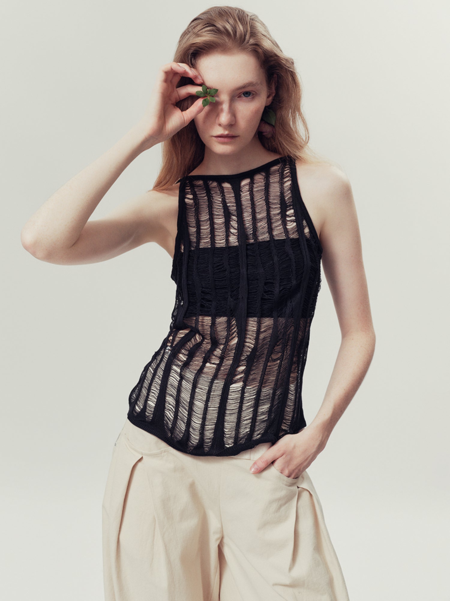 AnnoMundi Distressed Open Knit Summer Vest Top