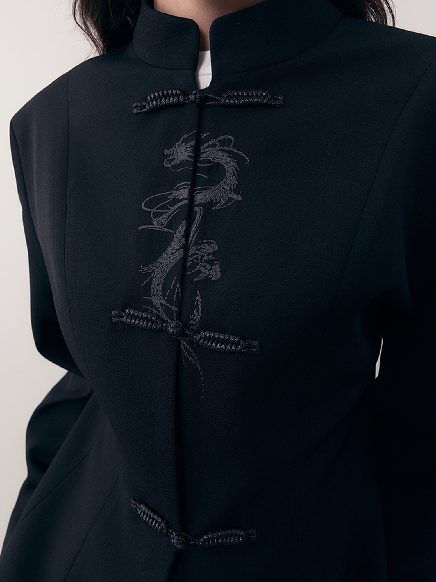 AnnoMundi Dragon Embroidered Blazer In Ink Wash