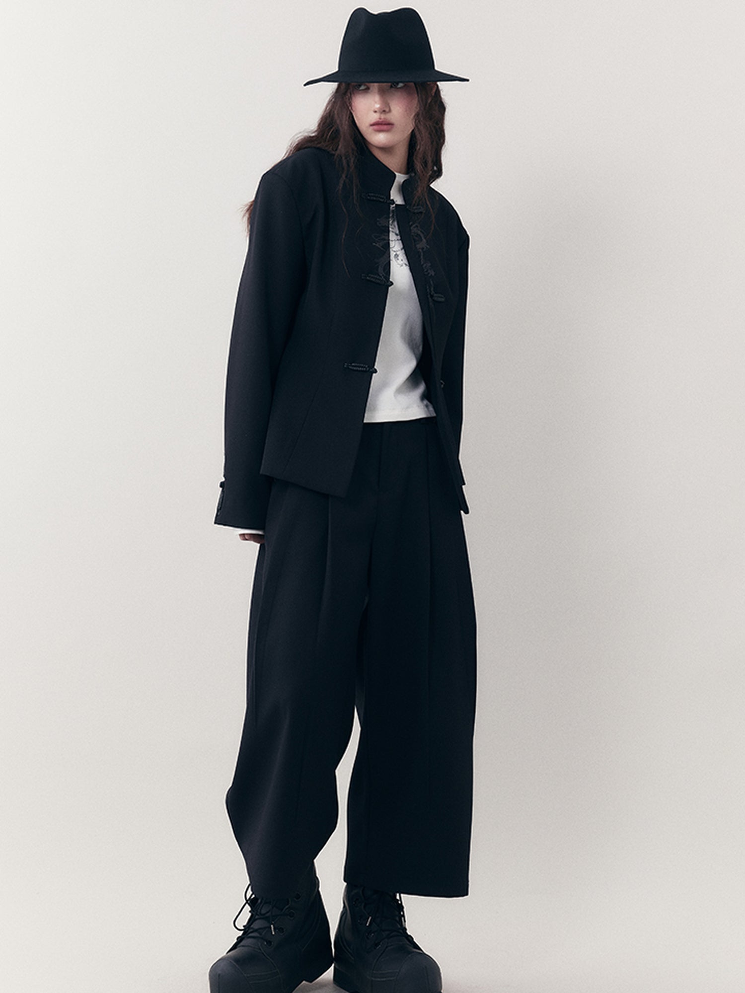 AnnoMundi Dragon Embroidered Blazer In Ink Wash
