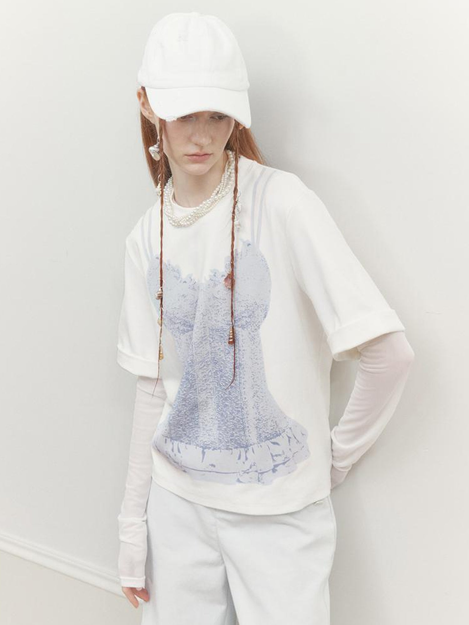 AnnoMundi Draped Print Slip Tee