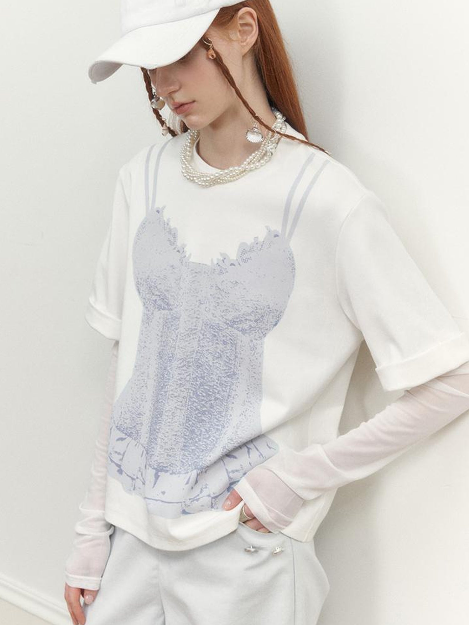 AnnoMundi Draped Print Slip Tee