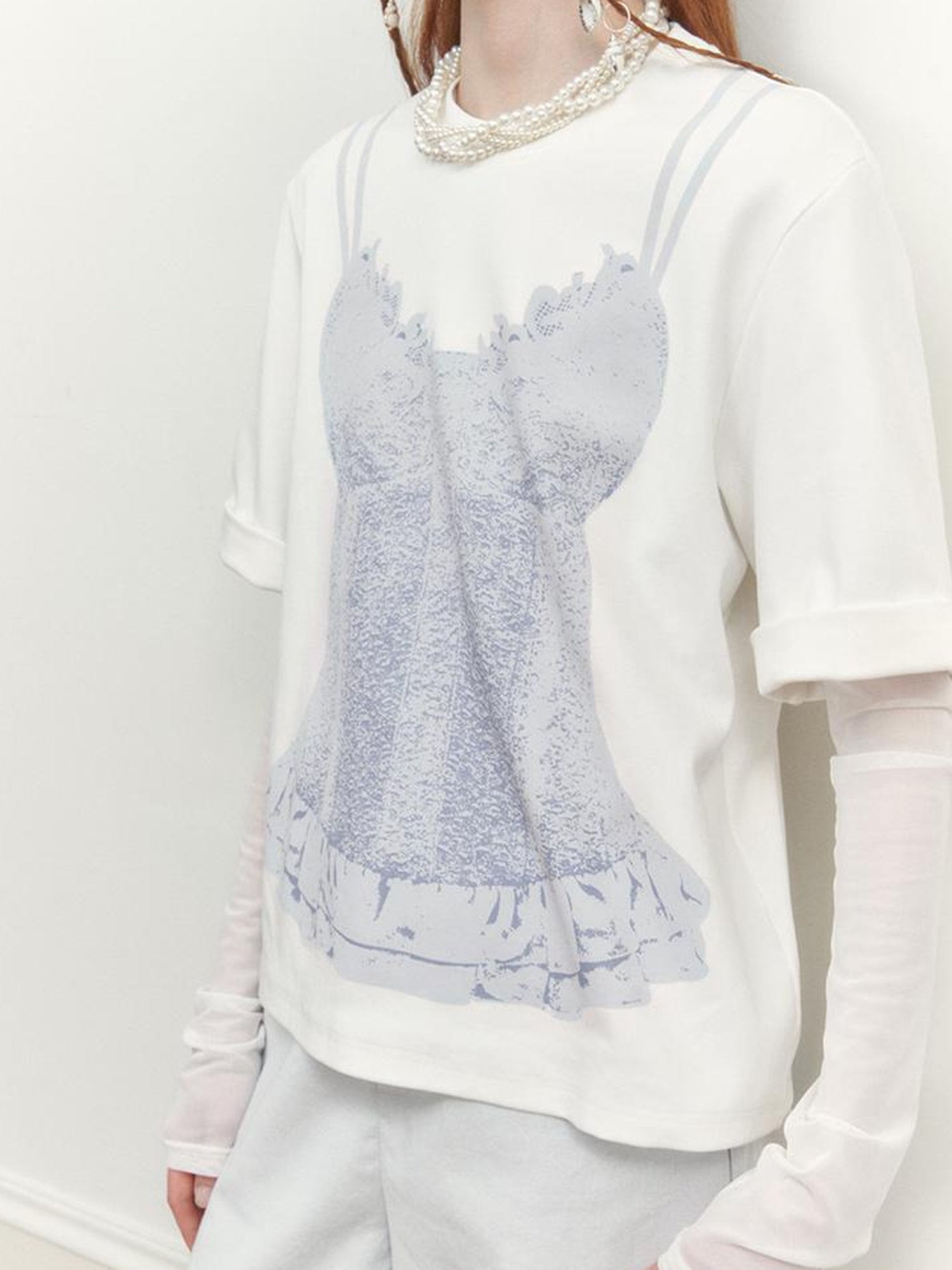 AnnoMundi Draped Print Slip Tee