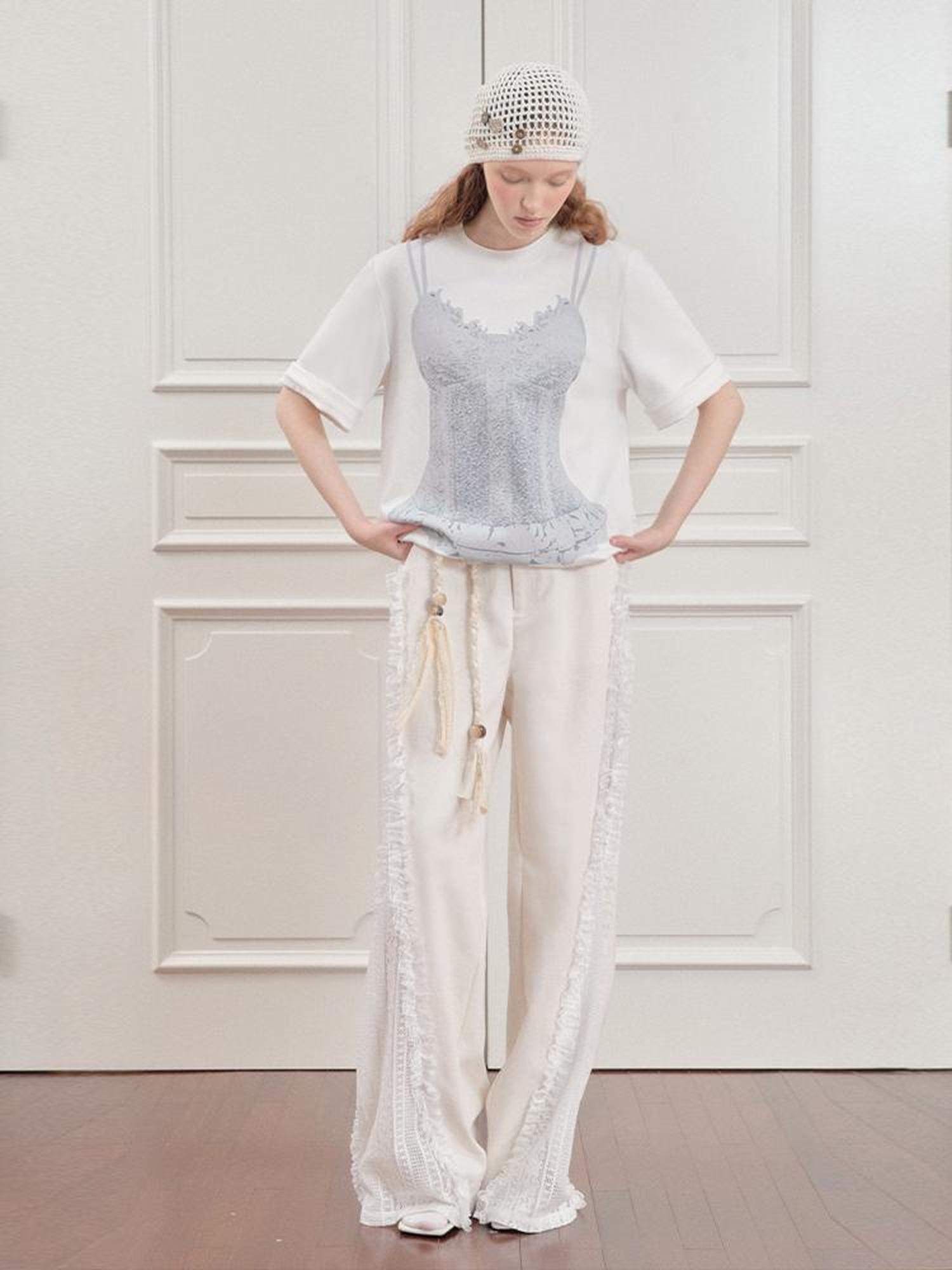 AnnoMundi Draped Print Slip Tee