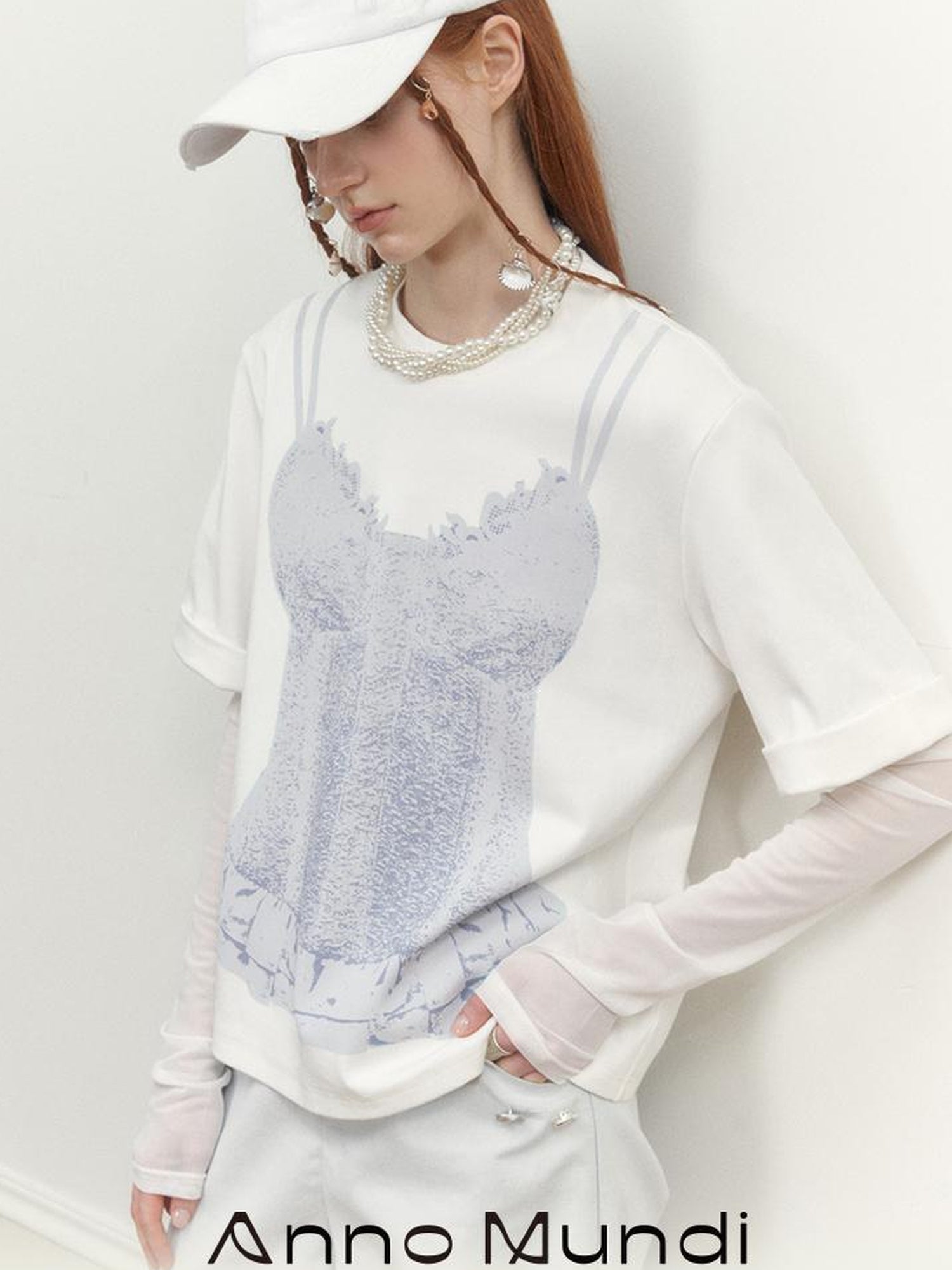 AnnoMundi Draped Print Slip Tee