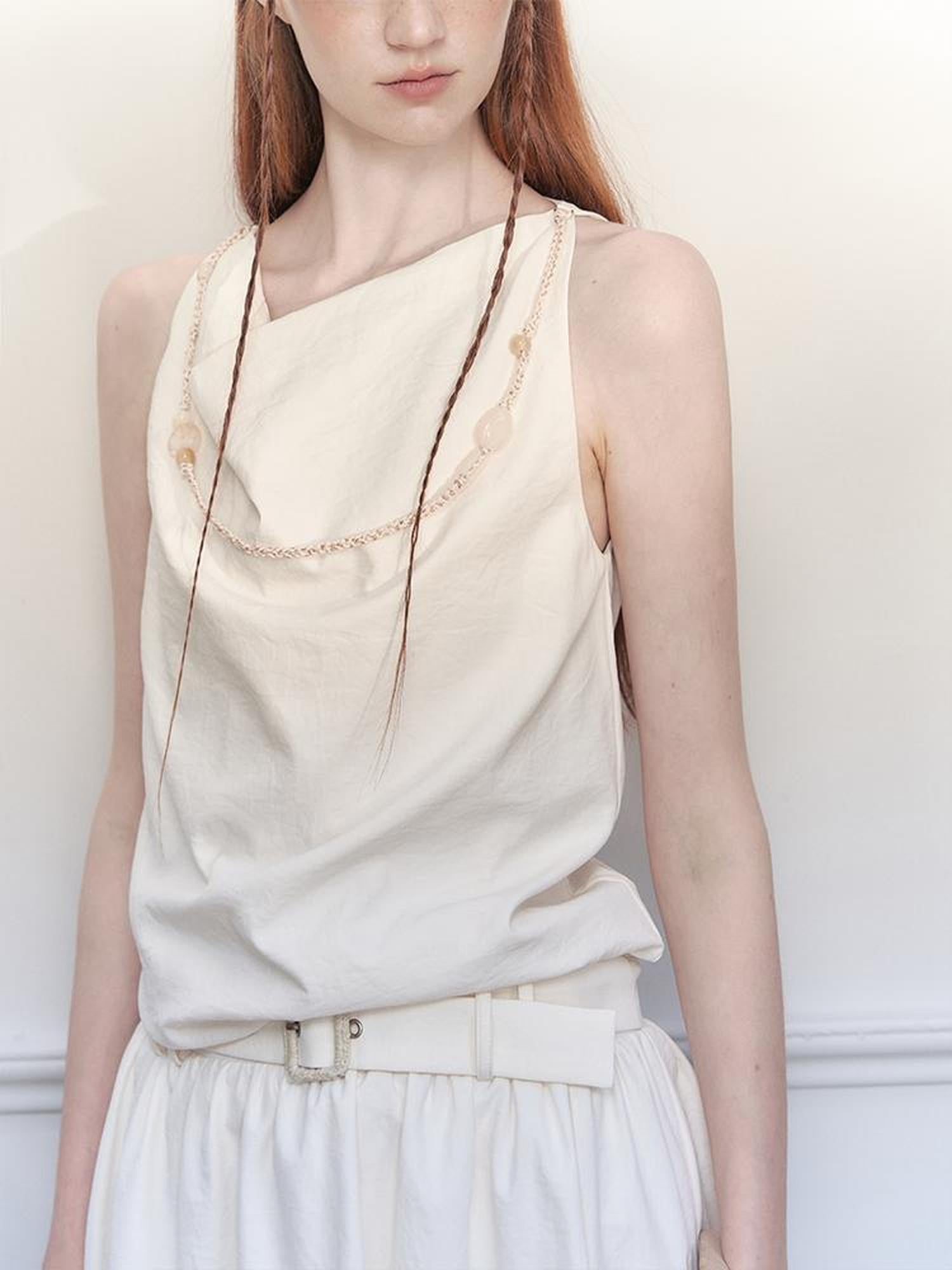 AnnoMundi Draped Waist Tulle Dress with Beaded Chain