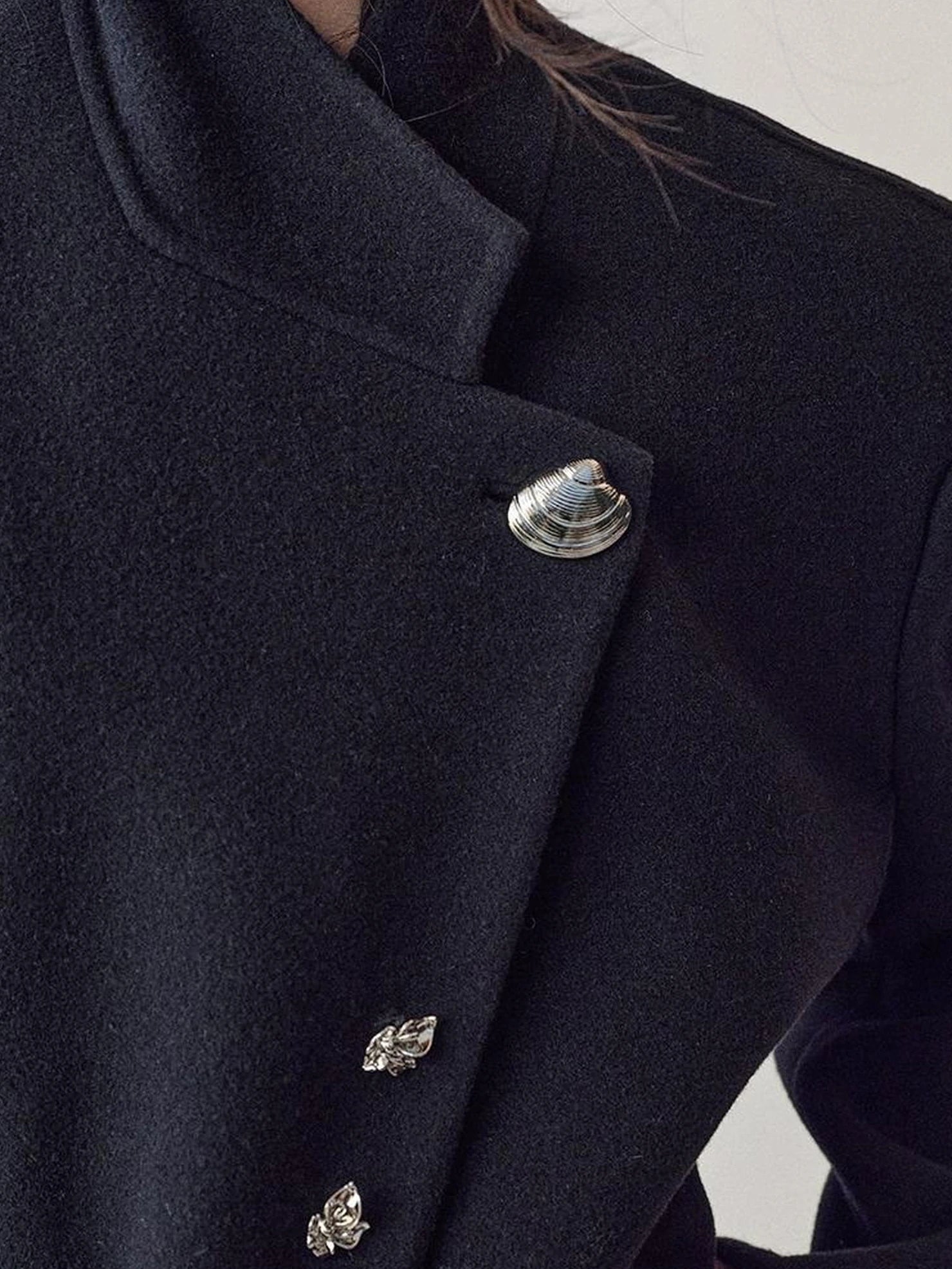 AnnoMundi Dual Root Navy Wool Trench Coat Jacket