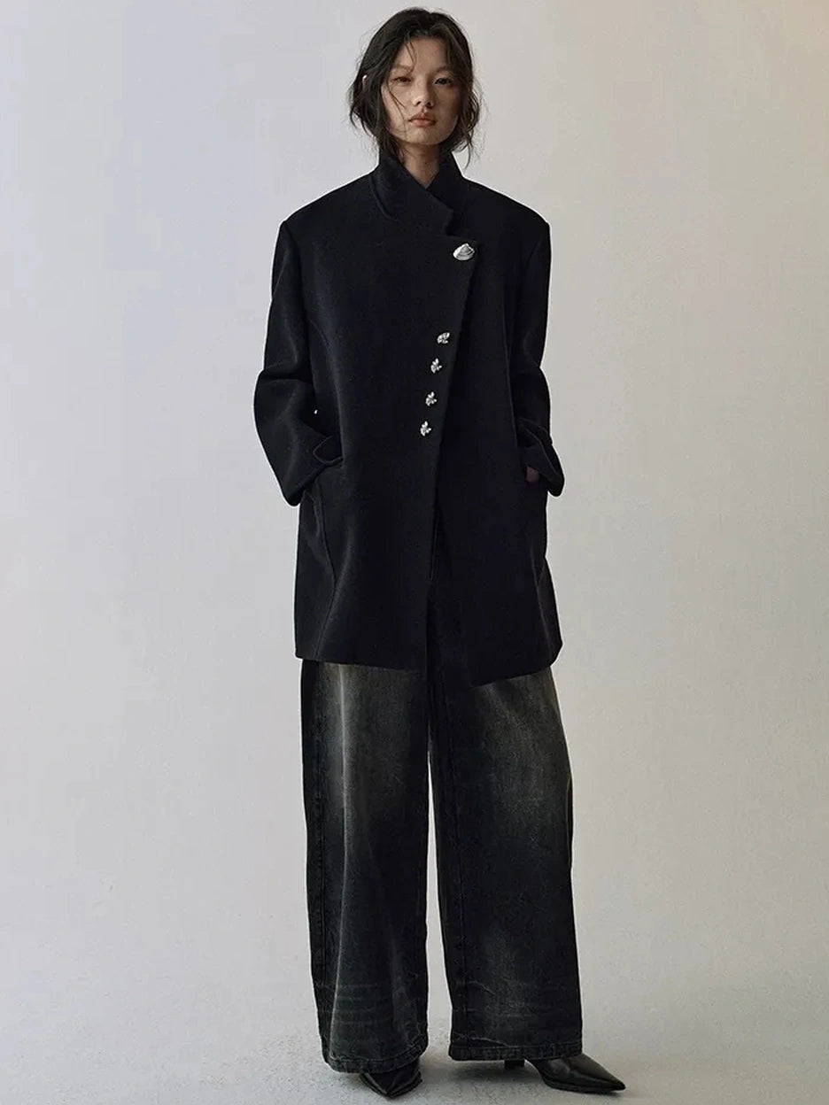 AnnoMundi Dual Root Navy Wool Trench Coat Jacket