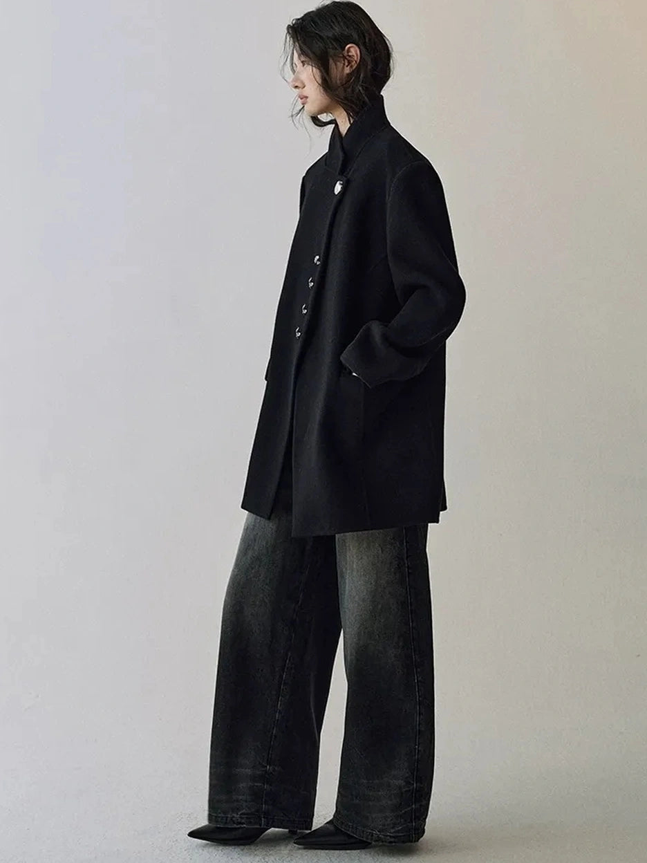 AnnoMundi Dual Root Navy Wool Trench Coat Jacket