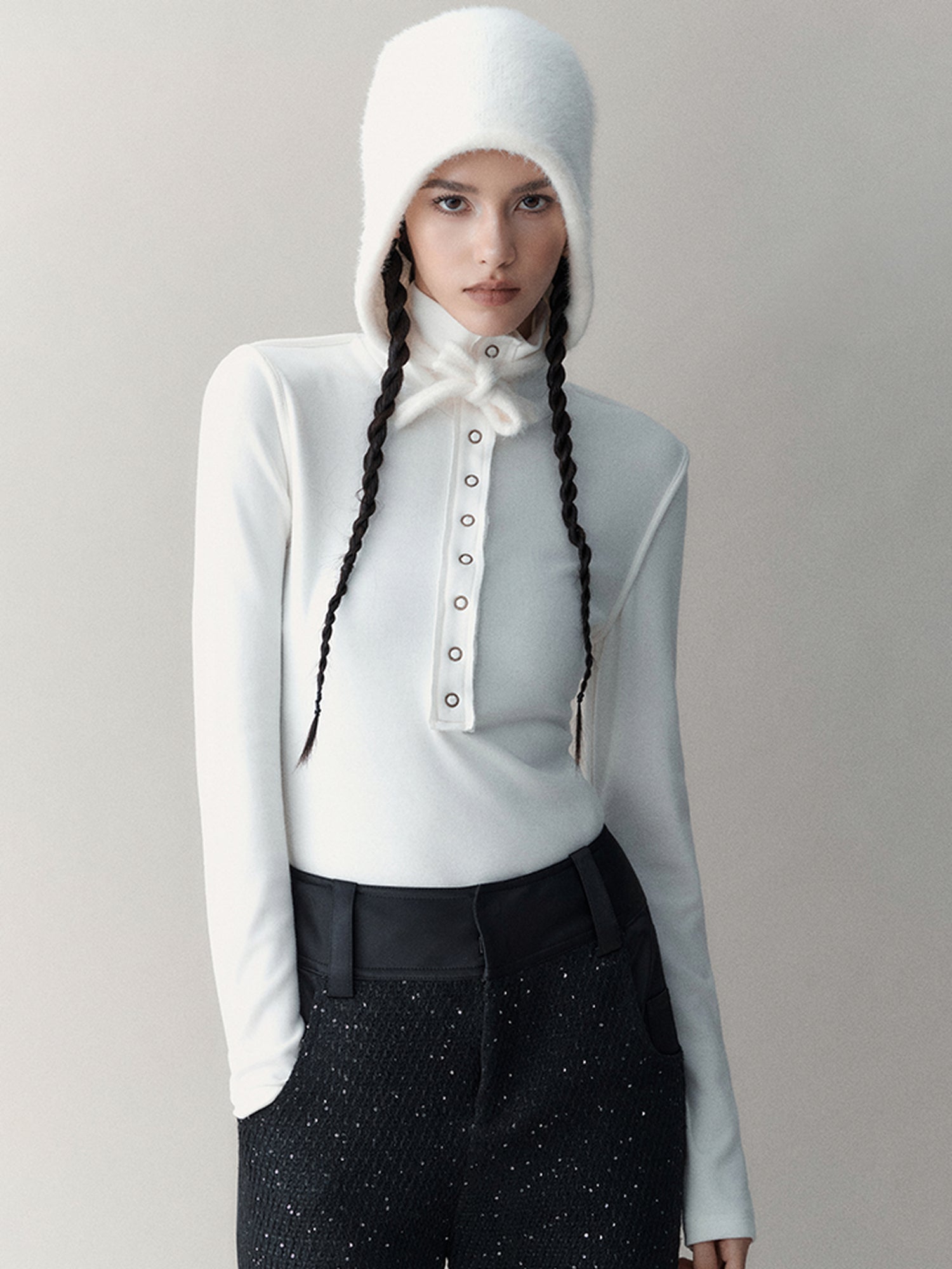 AnnoMundi Elastic High-Neck Flip-Collar Knit Sweater Women Autumn Winter Slim Base Layer Top