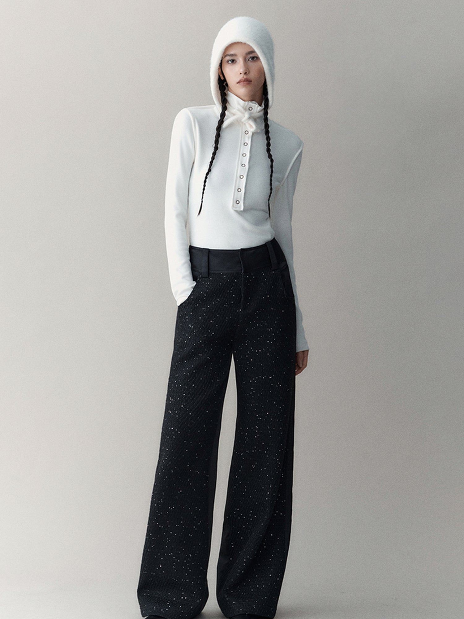 AnnoMundi Elastic High-Neck Flip-Collar Knit Sweater Women Autumn Winter Slim Base Layer Top