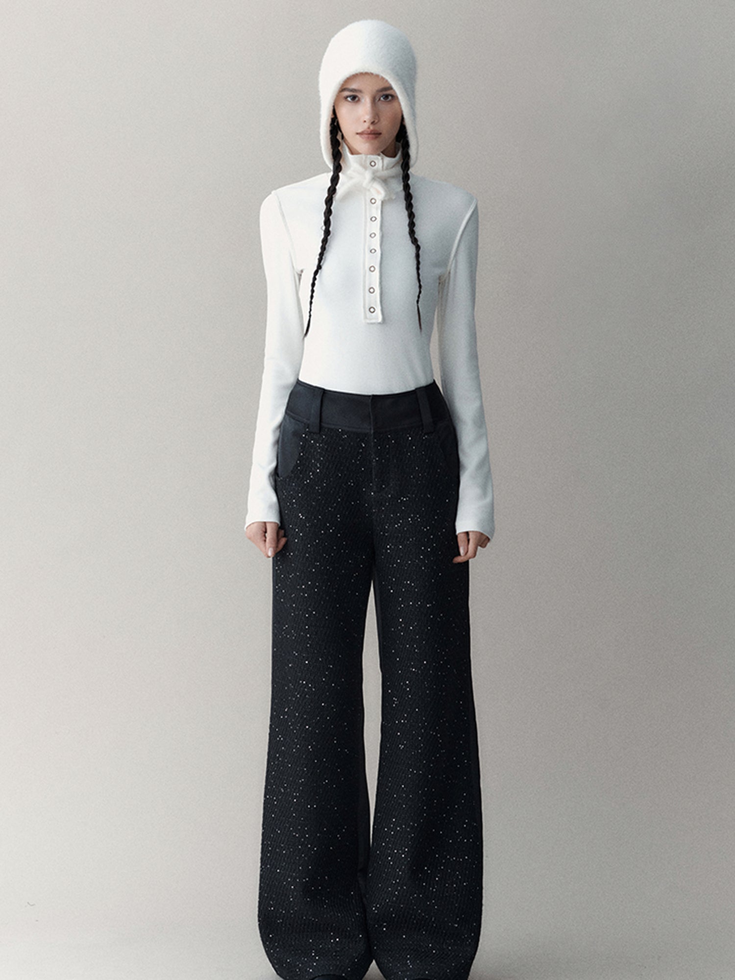 AnnoMundi Elastic High-Neck Flip-Collar Knit Sweater Women Autumn Winter Slim Base Layer Top
