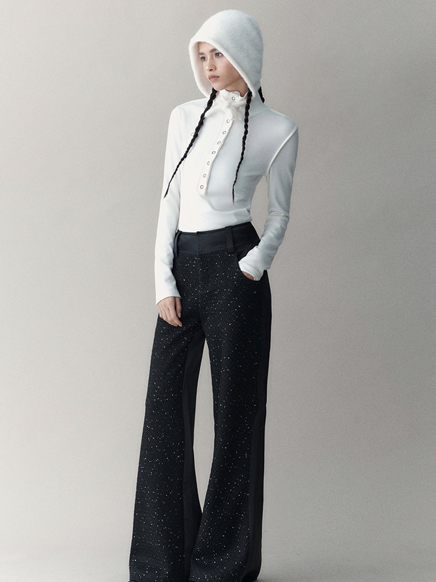 AnnoMundi Elastic High-Neck Flip-Collar Knit Sweater Women Autumn Winter Slim Base Layer Top