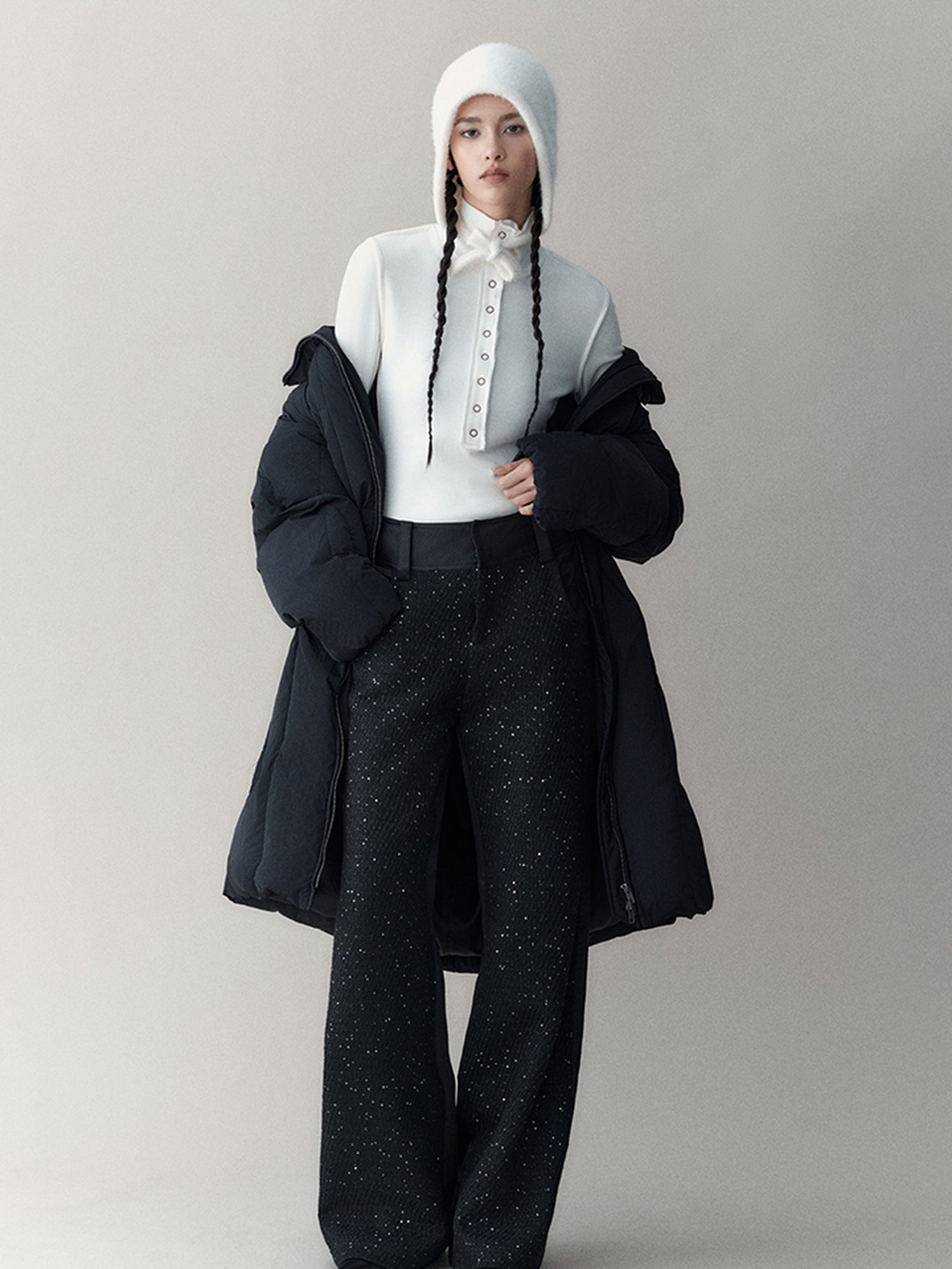 AnnoMundi Elastic High-Neck Flip-Collar Knit Sweater Women Autumn Winter Slim Base Layer Top