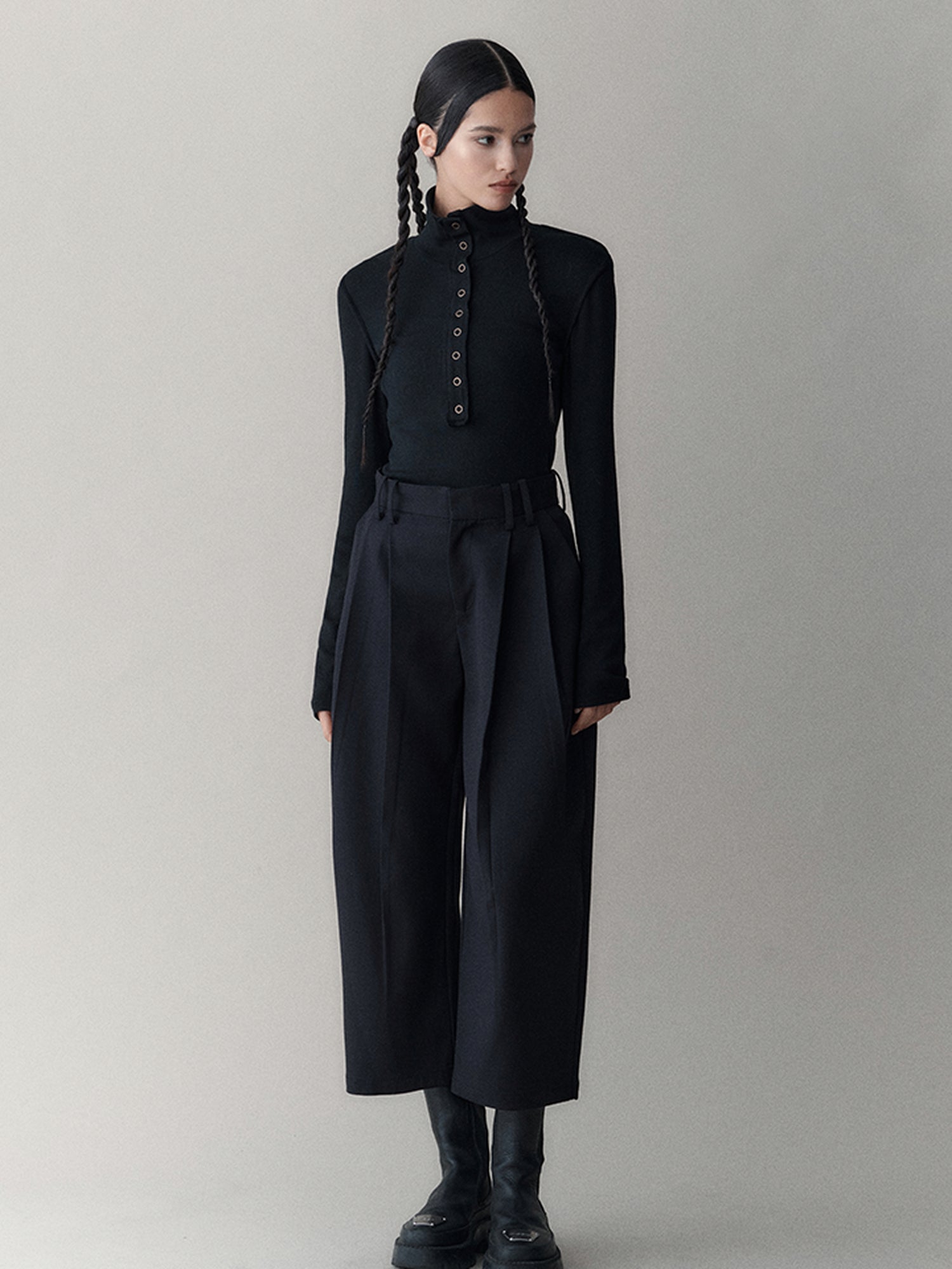 AnnoMundi Elastic High-Neck Flip-Collar Knit Sweater Women Autumn Winter Slim Base Layer Top