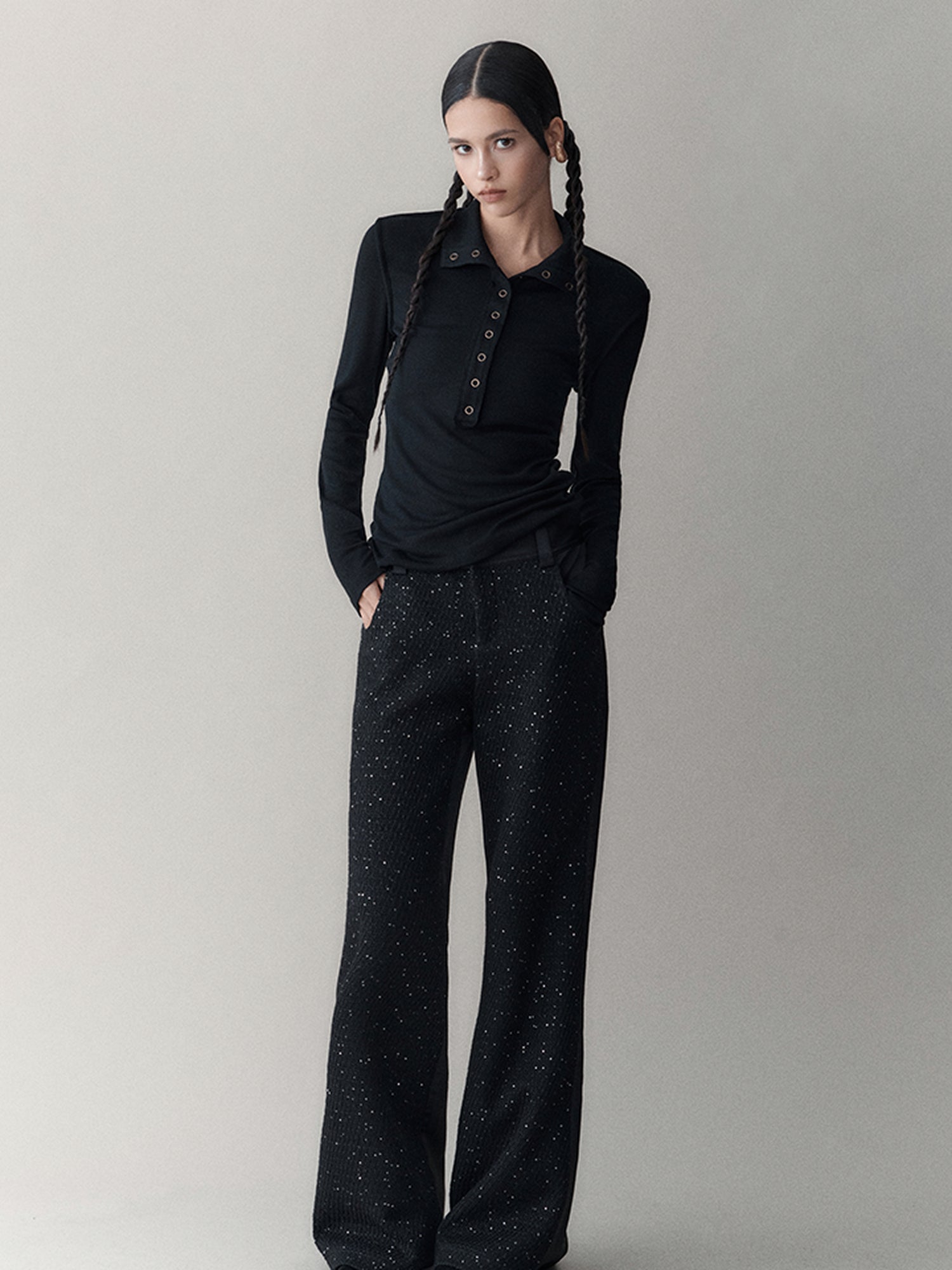 AnnoMundi Elastic High-Neck Flip-Collar Knit Sweater Women Autumn Winter Slim Base Layer Top