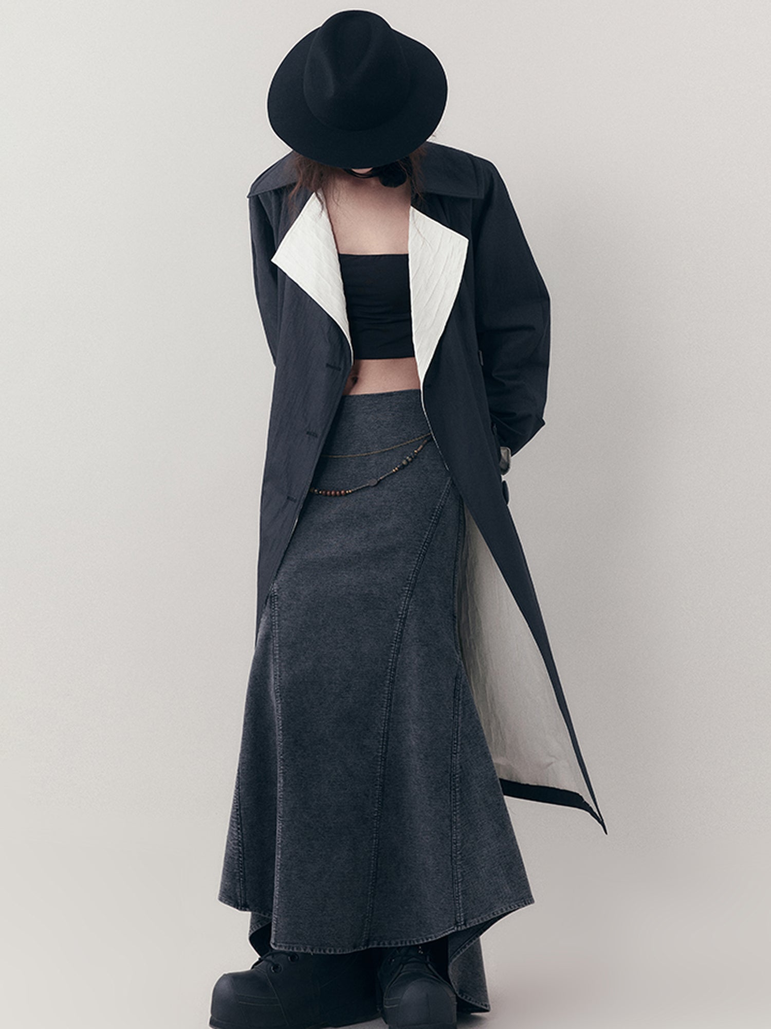 AnnoMundi Elastic Waistchain Fishtail Denim Skirt