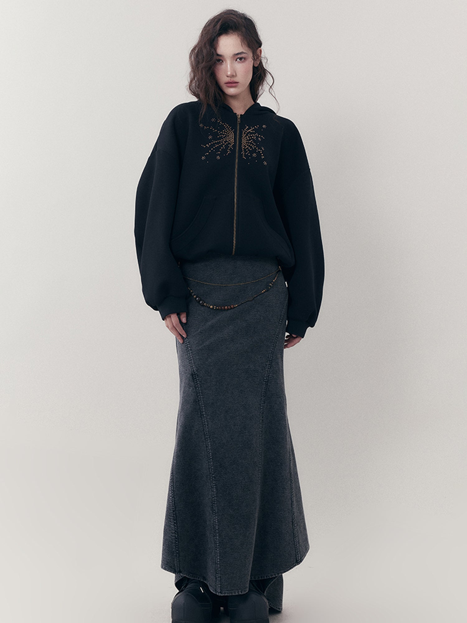 AnnoMundi Elastic Waistchain Fishtail Denim Skirt