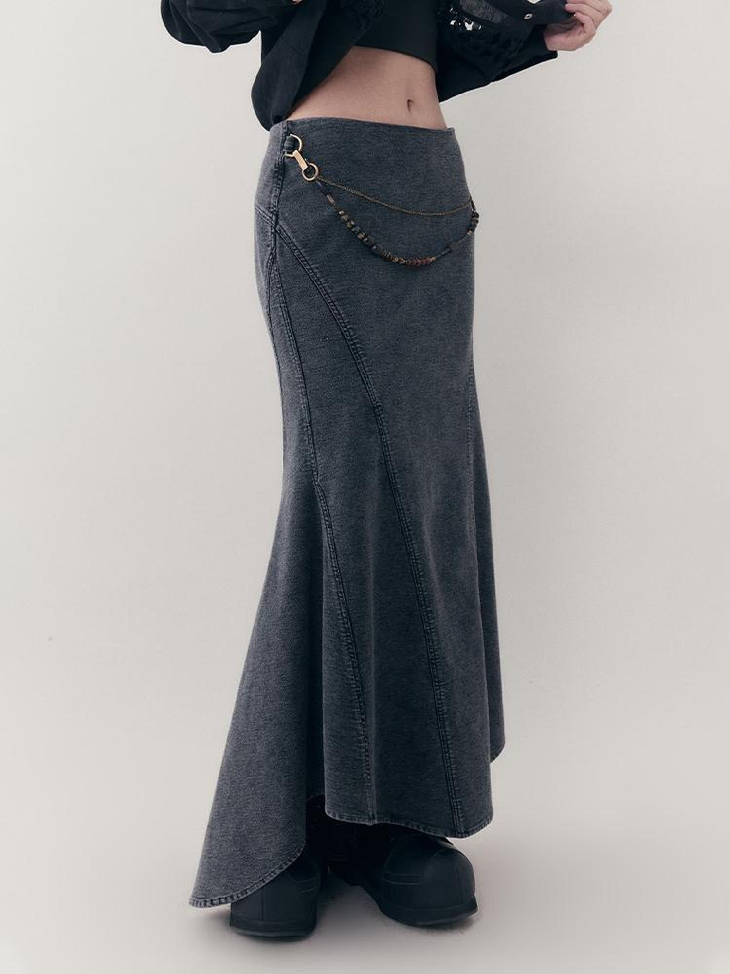 AnnoMundi Elastic Waistchain Fishtail Denim Skirt