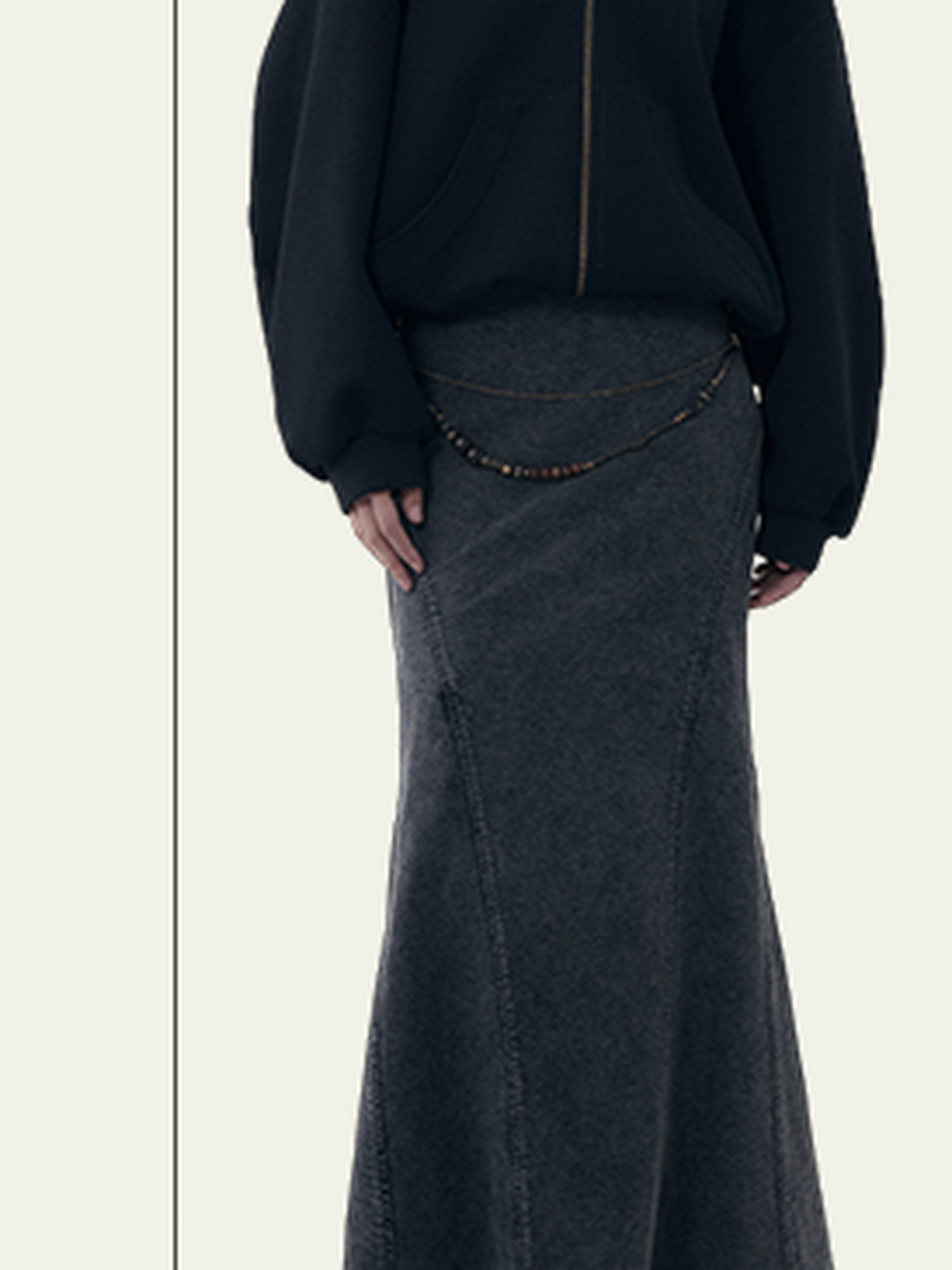 AnnoMundi Elastic Waistchain Fishtail Denim Skirt