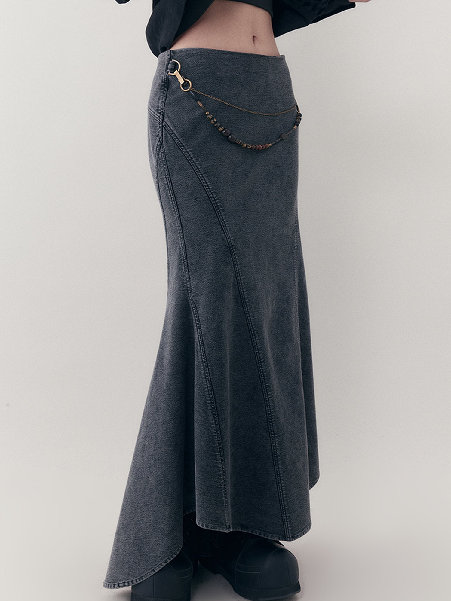 AnnoMundi Elastic Waistchain Fishtail Denim Skirt