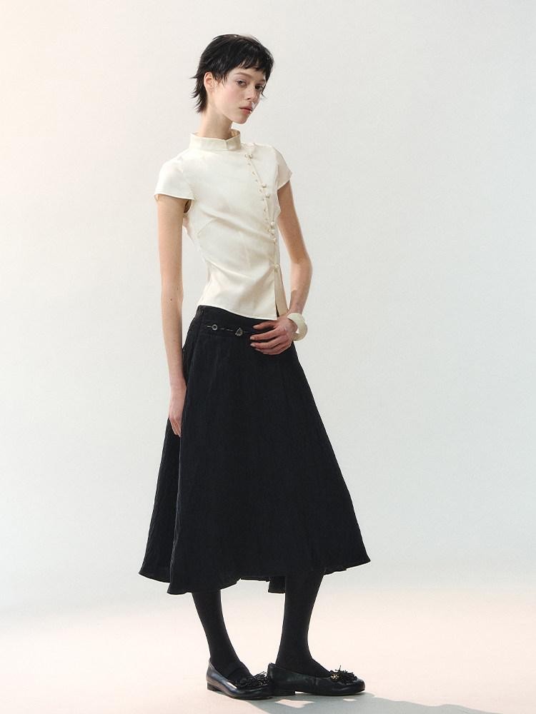 AnnoMundi Embroidered Stand Collar Asymmetric Placket New Chinese Women&