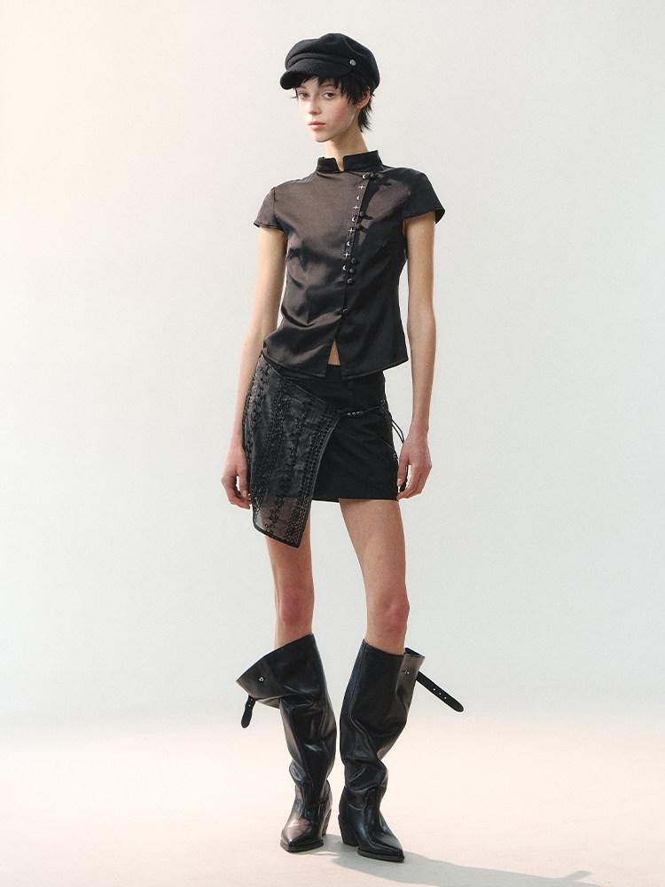 AnnoMundi Embroidered Stand Collar Asymmetric Placket New Chinese Women&