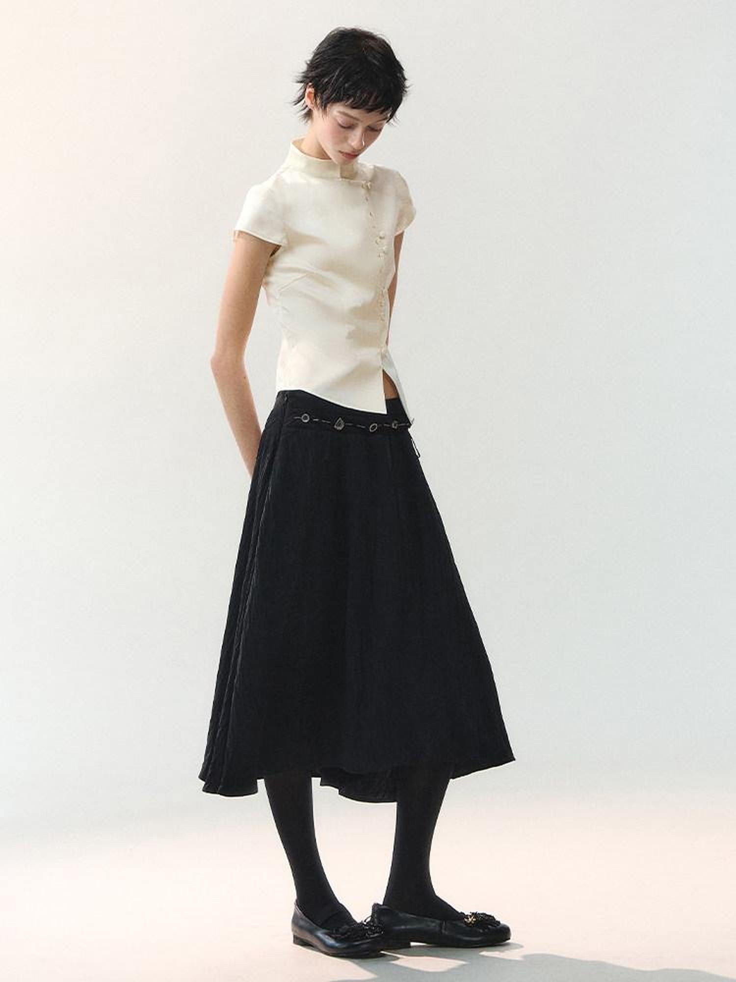 AnnoMundi Embroidered Stand Collar Asymmetric Placket New Chinese Women&