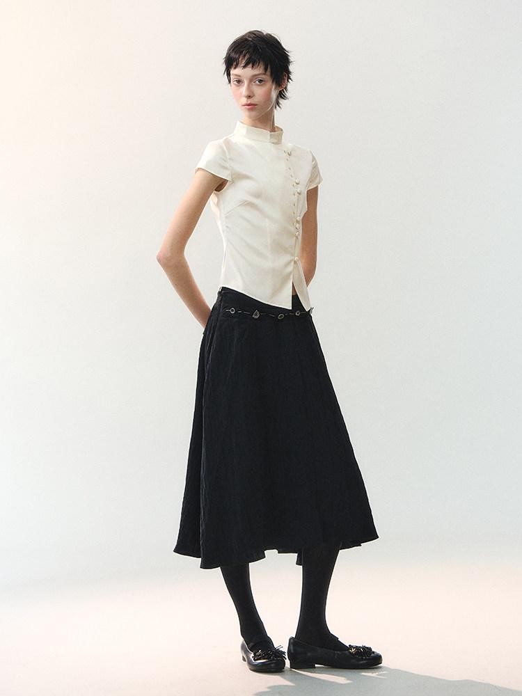 AnnoMundi Embroidered Stand Collar Asymmetric Placket New Chinese Women&