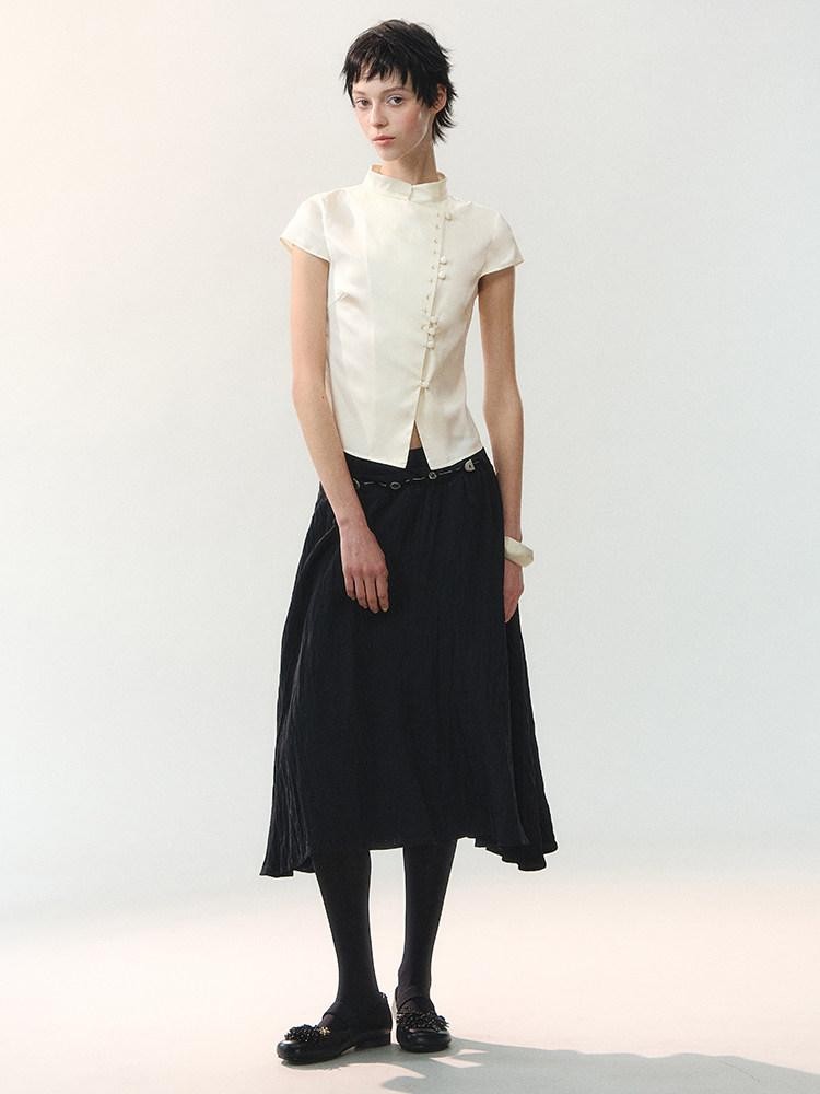 AnnoMundi Embroidered Stand Collar Asymmetric Placket New Chinese Women&
