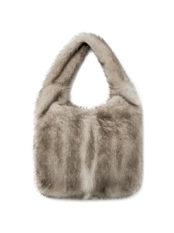 Faux Fur Shoulder Bag With Spray Dye Pattern